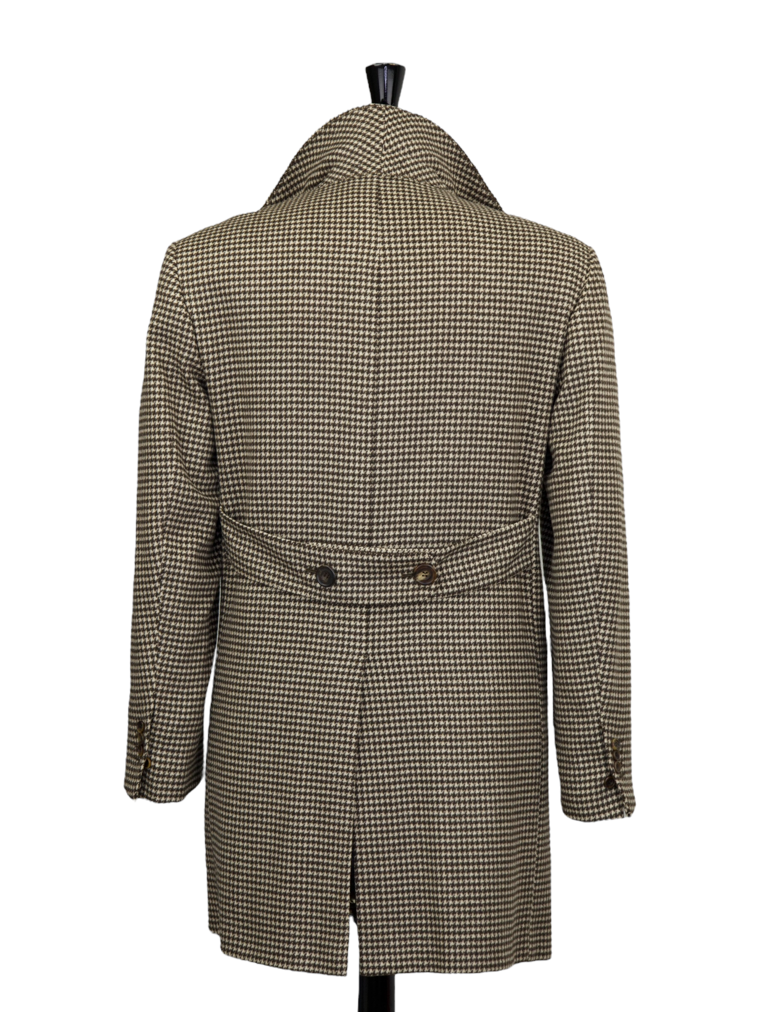 Kiton Light Brown Double-Breasted Pure Cashmere Houndstooth Sartorial Overcoat