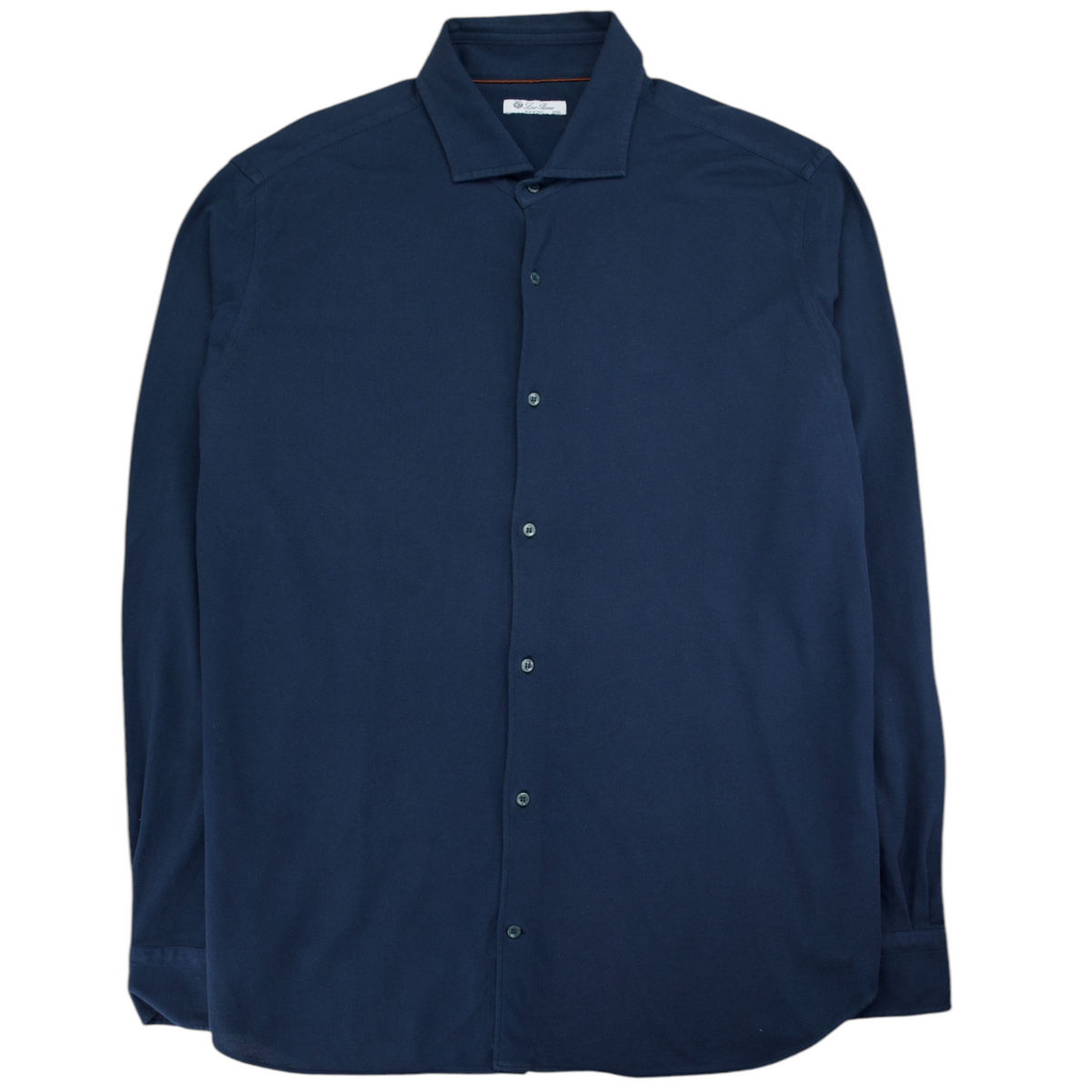 Loro Piana Navy Piqué Knitted Cotton Shirt