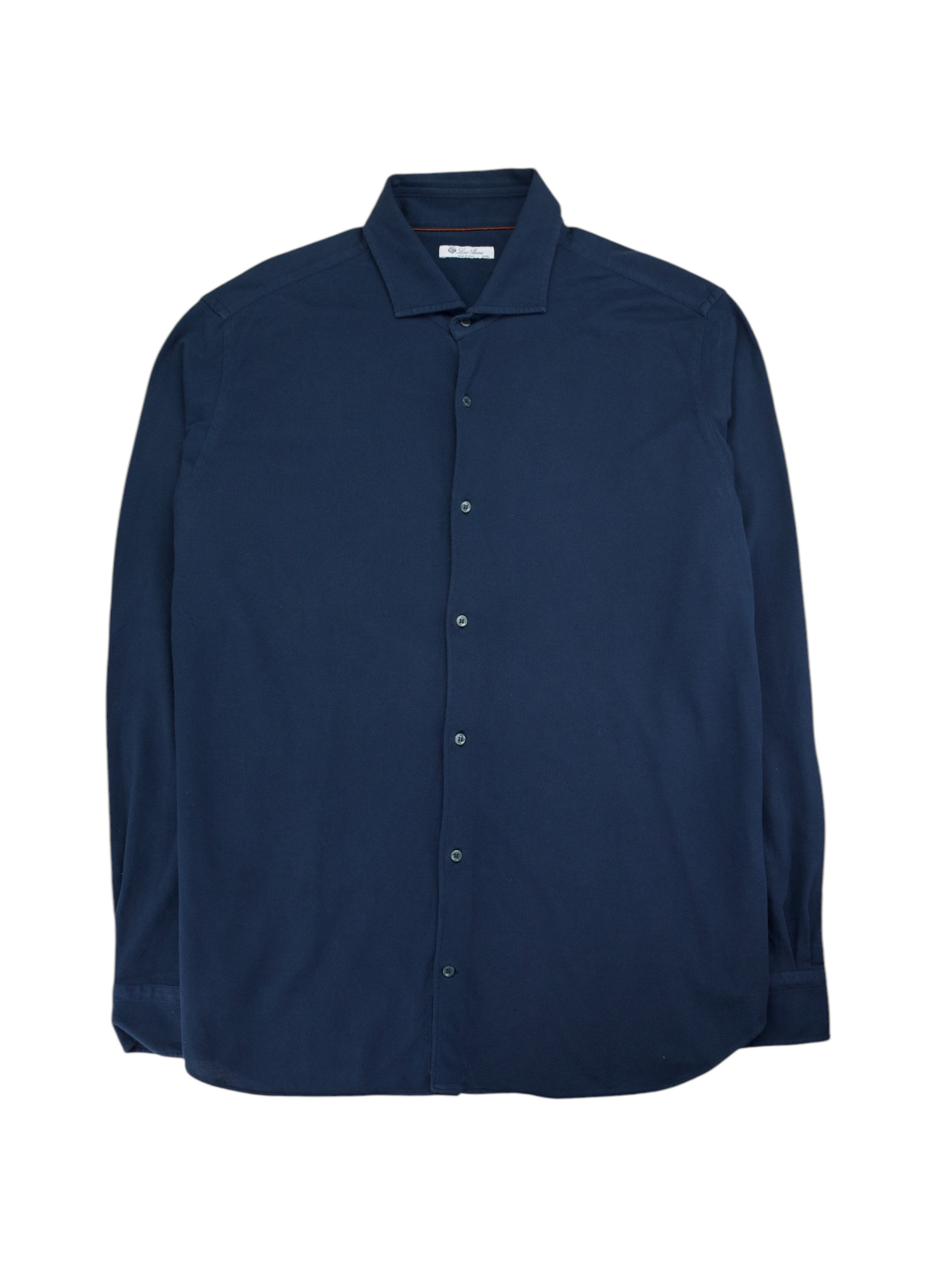 Loro Piana Navy Piqué Knitted Cotton Shirt