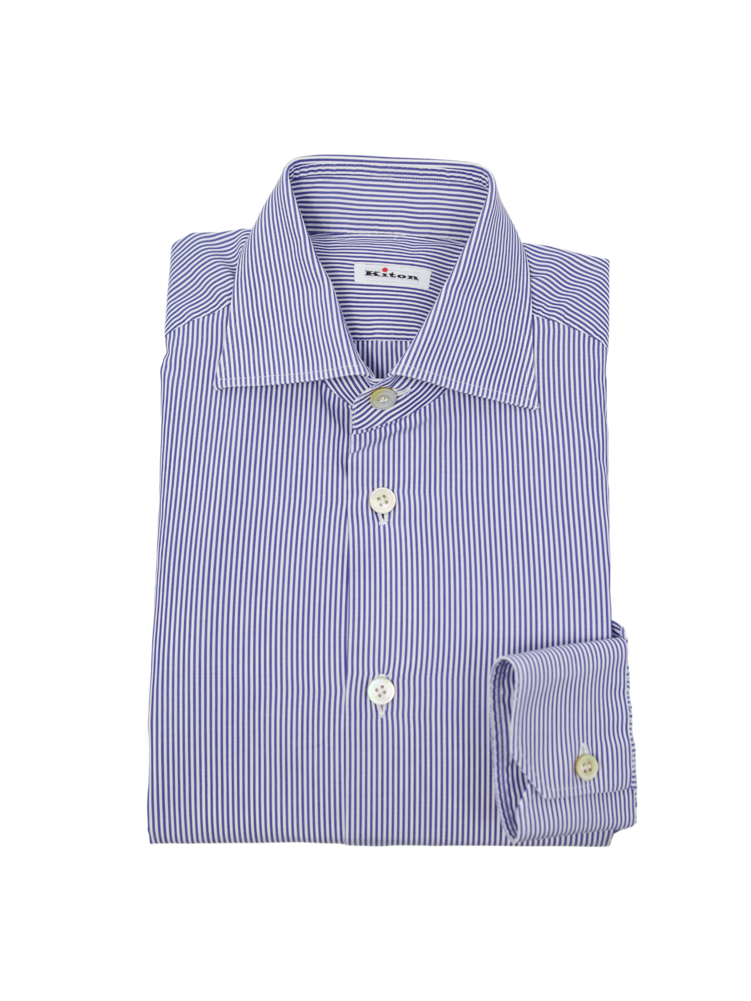 Kiton Light Blue Pinstripe Cotton Shirt