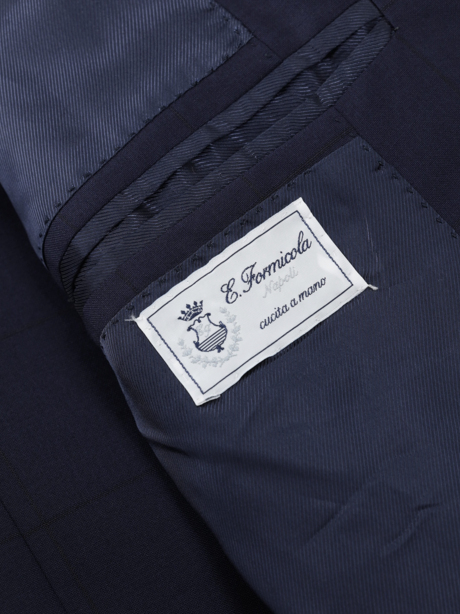 E. Formicola Navy Fine-Wool Shadow-Windowpane Suit