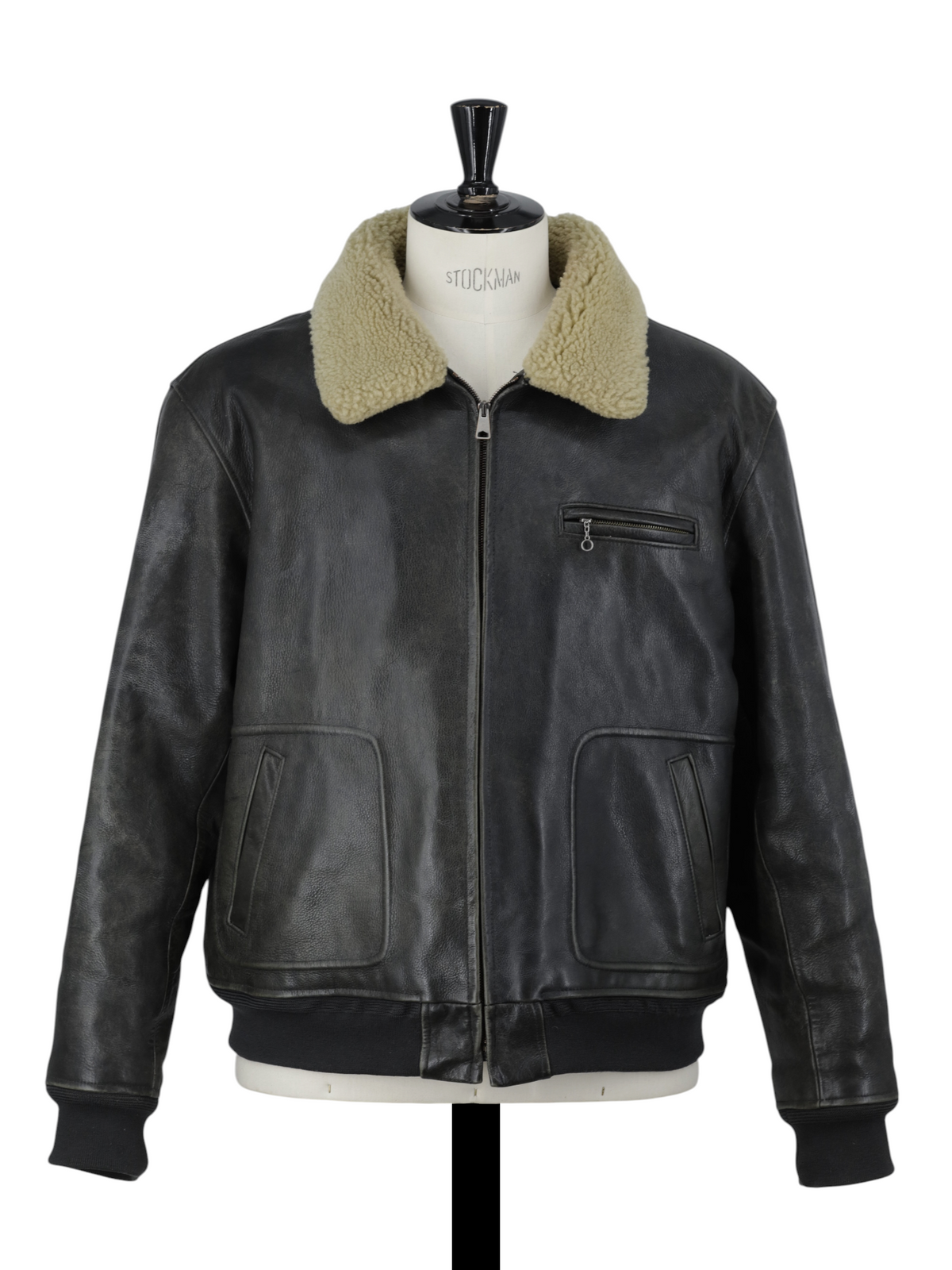 Ralph Lauren Dark Grey Vintage Cowhide & Sheepskin Lammy Pilot Jacket