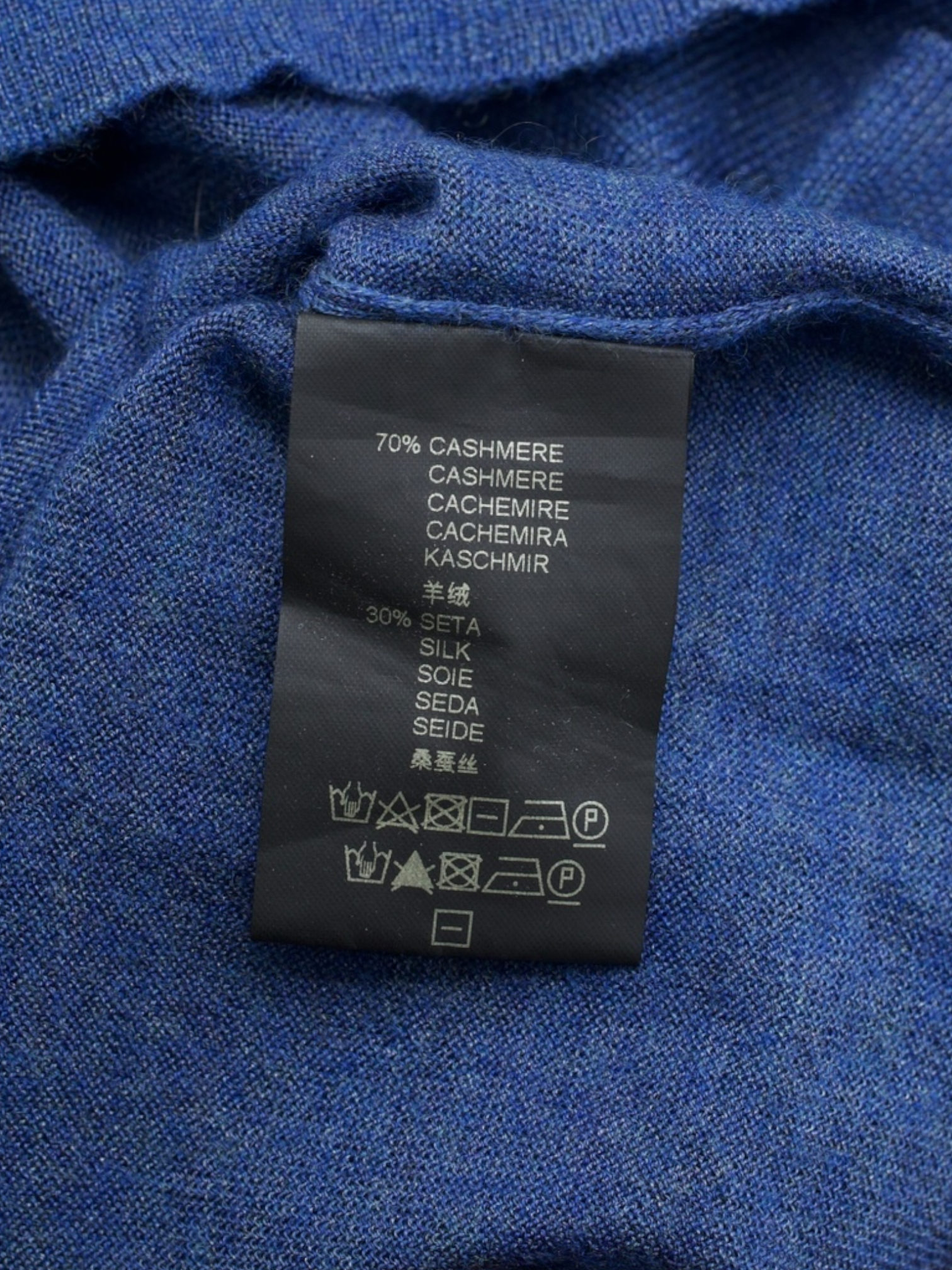 Corneliani Blue Cashmere & Silk Long-Sleeve Polo