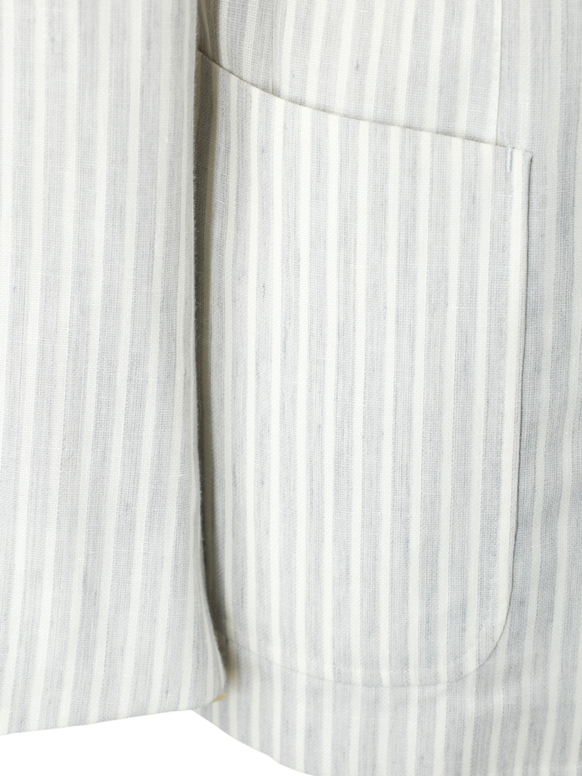 Ermenegildo Zegna Light Grey & White Linen, Cashmere & Silk Striped Riviera Jacket