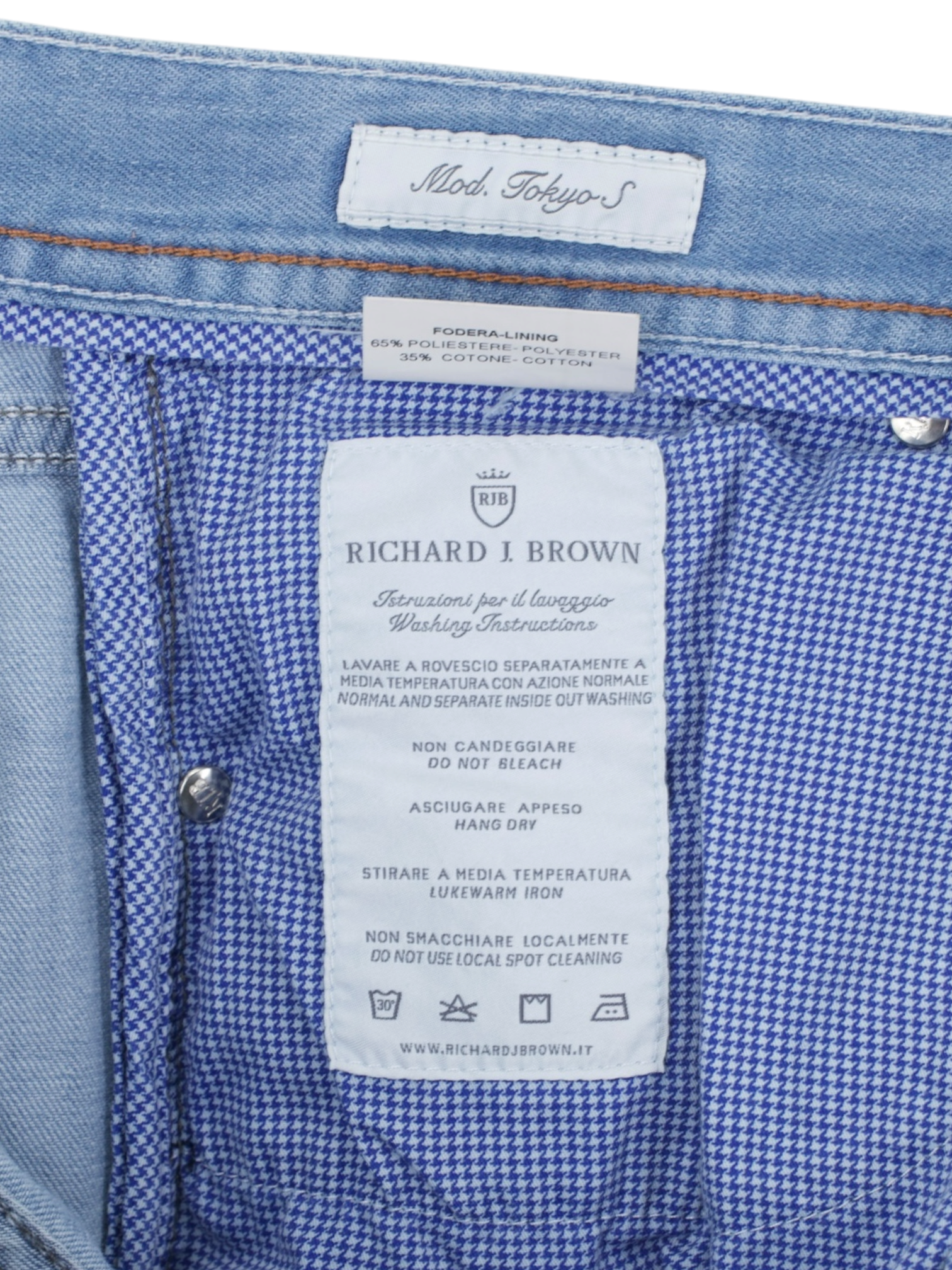Richard J. Brown Light Blue Cotton, Linen & Lyocell "Tokyo-S" Jeans