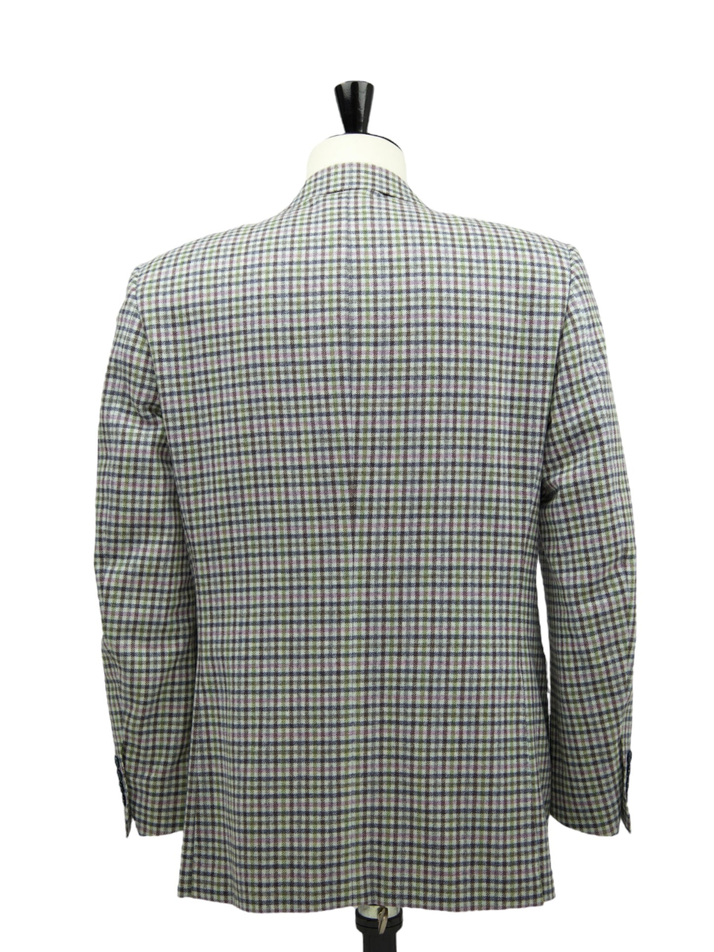 Canali Light Grey & Lavendel Woollen Gingham Check Jacket