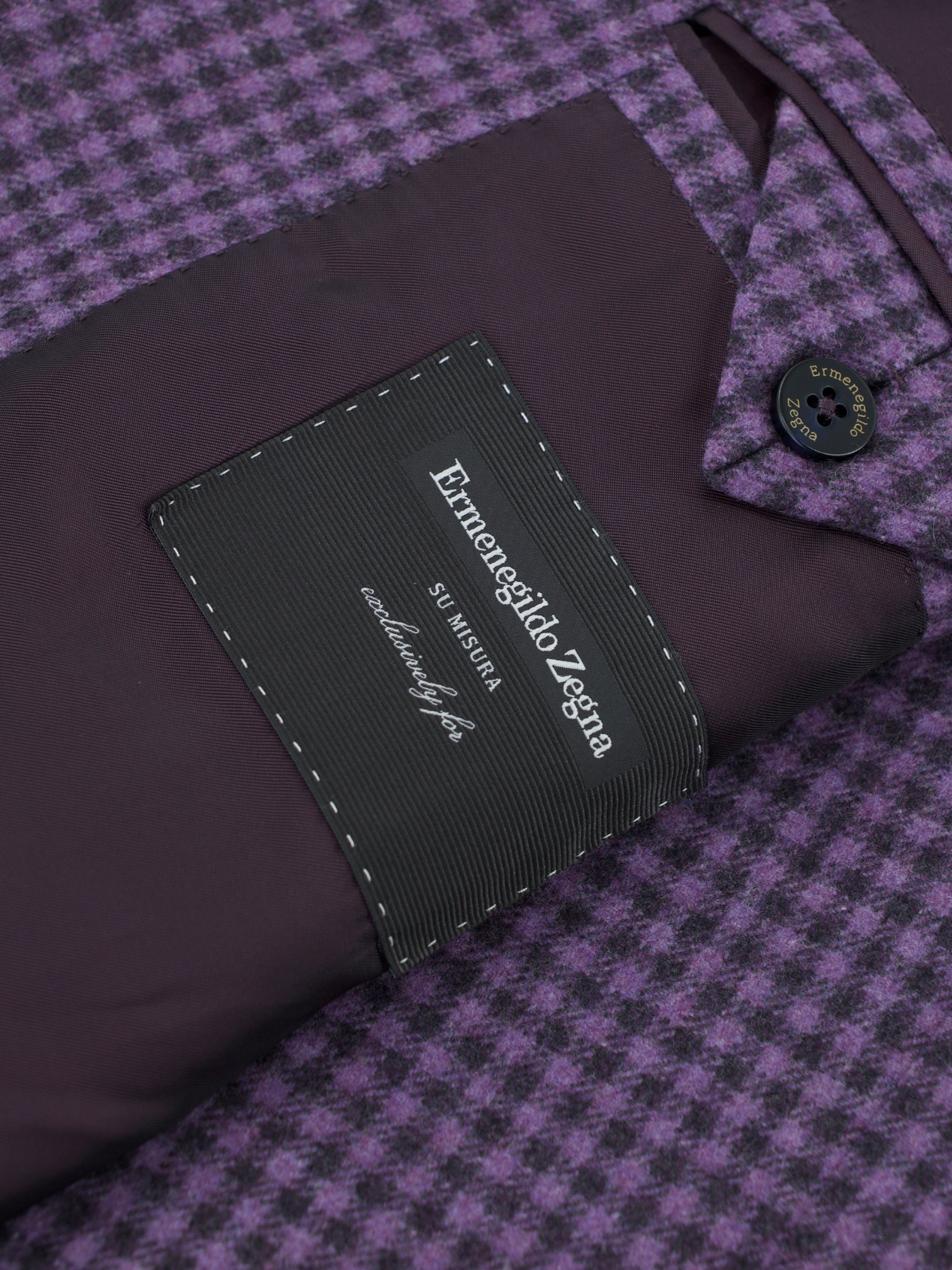 Ermenegildo Zegna Purple Pure Plushy-Wool Gingham Check Jacket