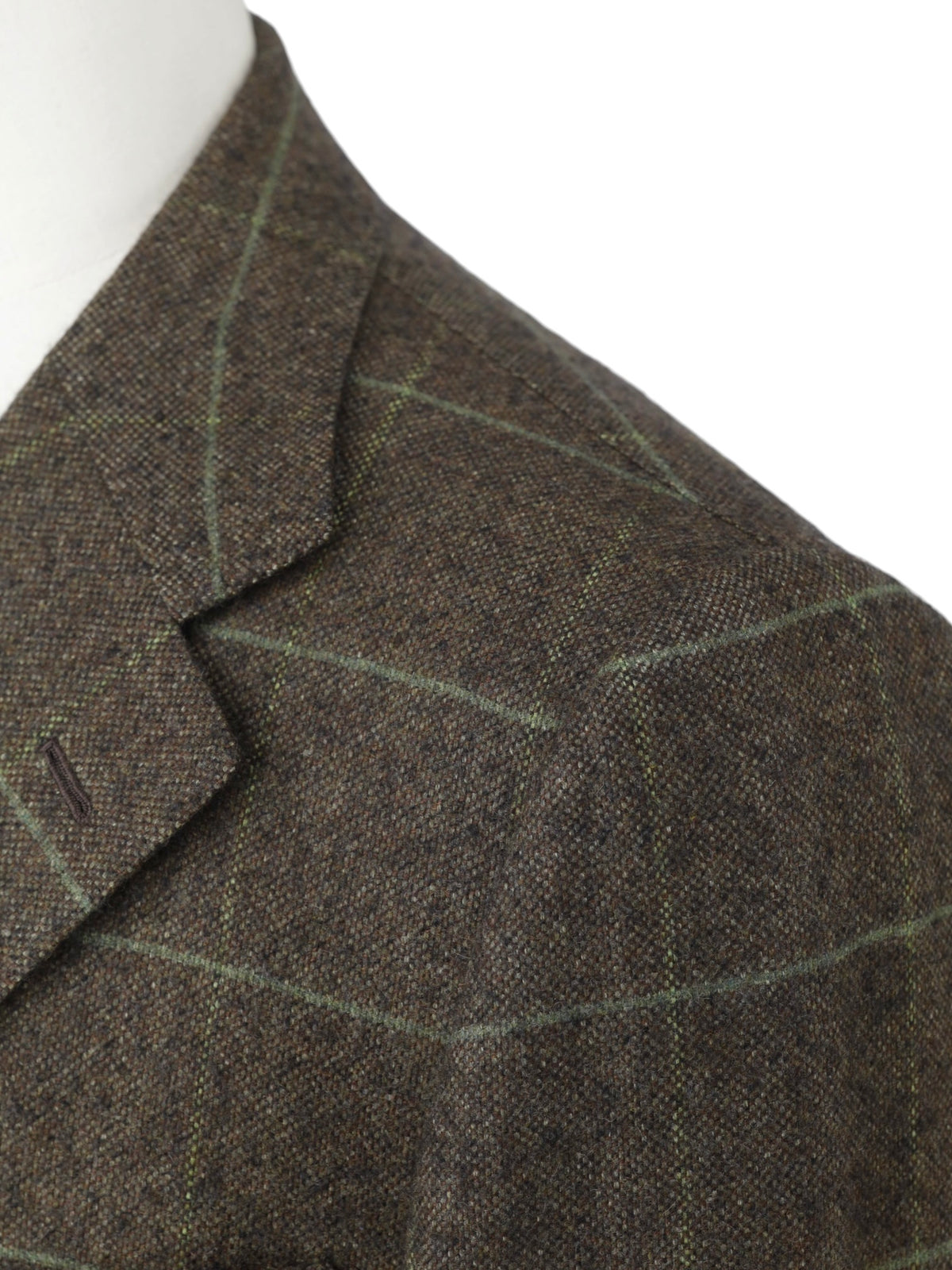 Kiton Taupe & Green Pure Cashmere Windowpane Jacket