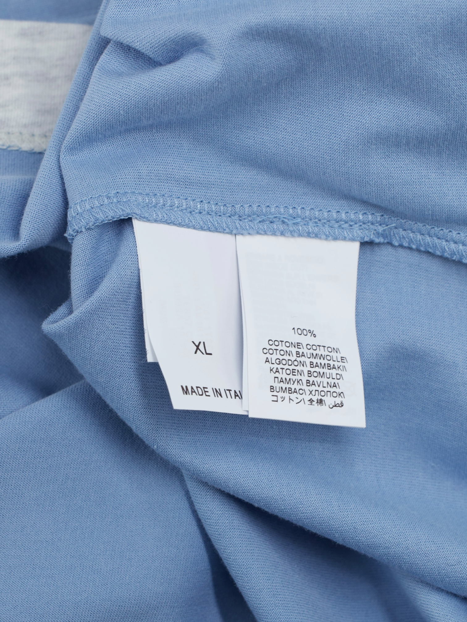 Brunello Cucinelli Light Blue & White Cotton Faux-Layering T-Shirt