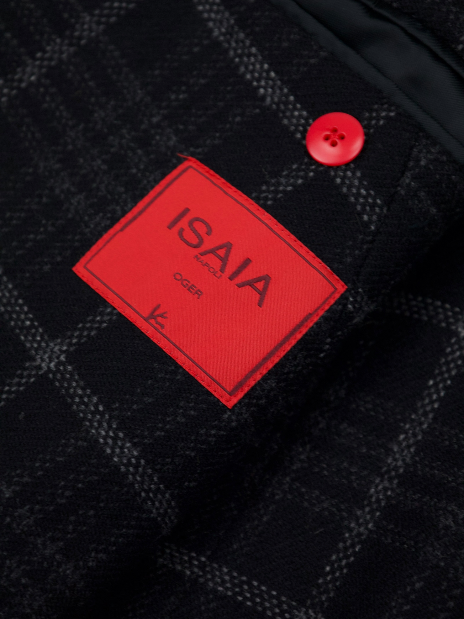 Isaia Black Plushy Wool & Cashmere Overcheck Jacket