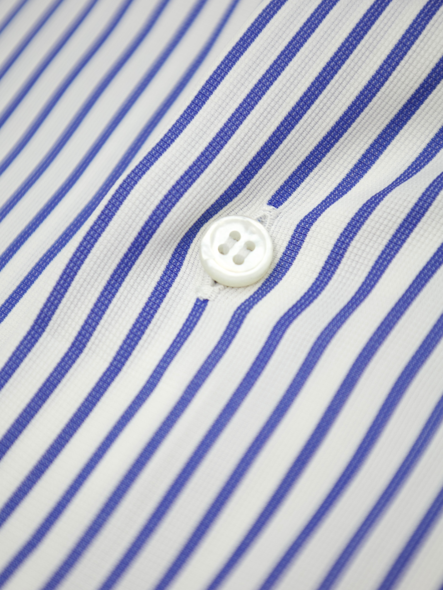 Brioni White & Royal Blue Cotton Bengal Stripe Shirt