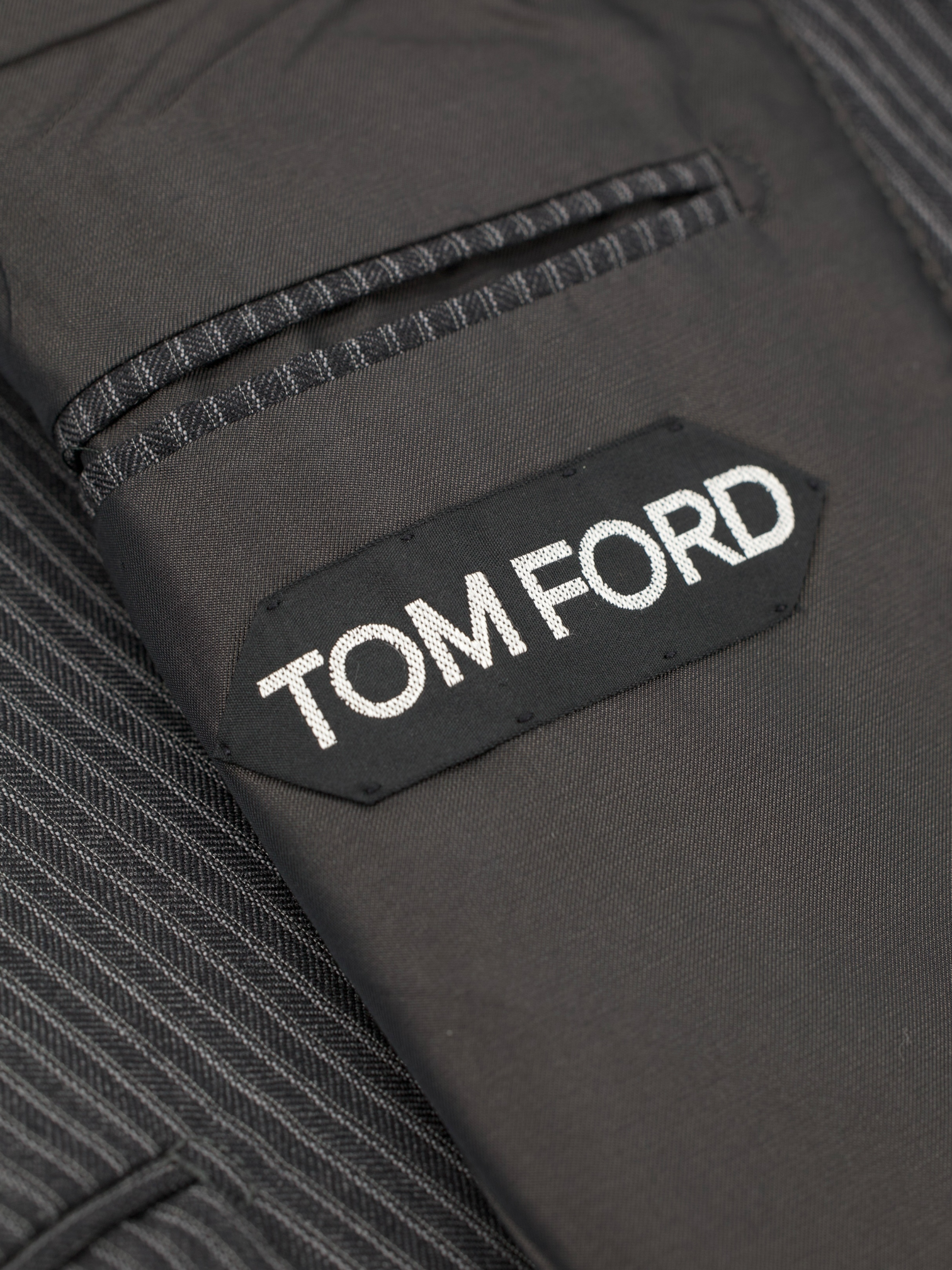 Tom Ford Dark Grey 3-Piece Wool Pinstripe Windsor Suit