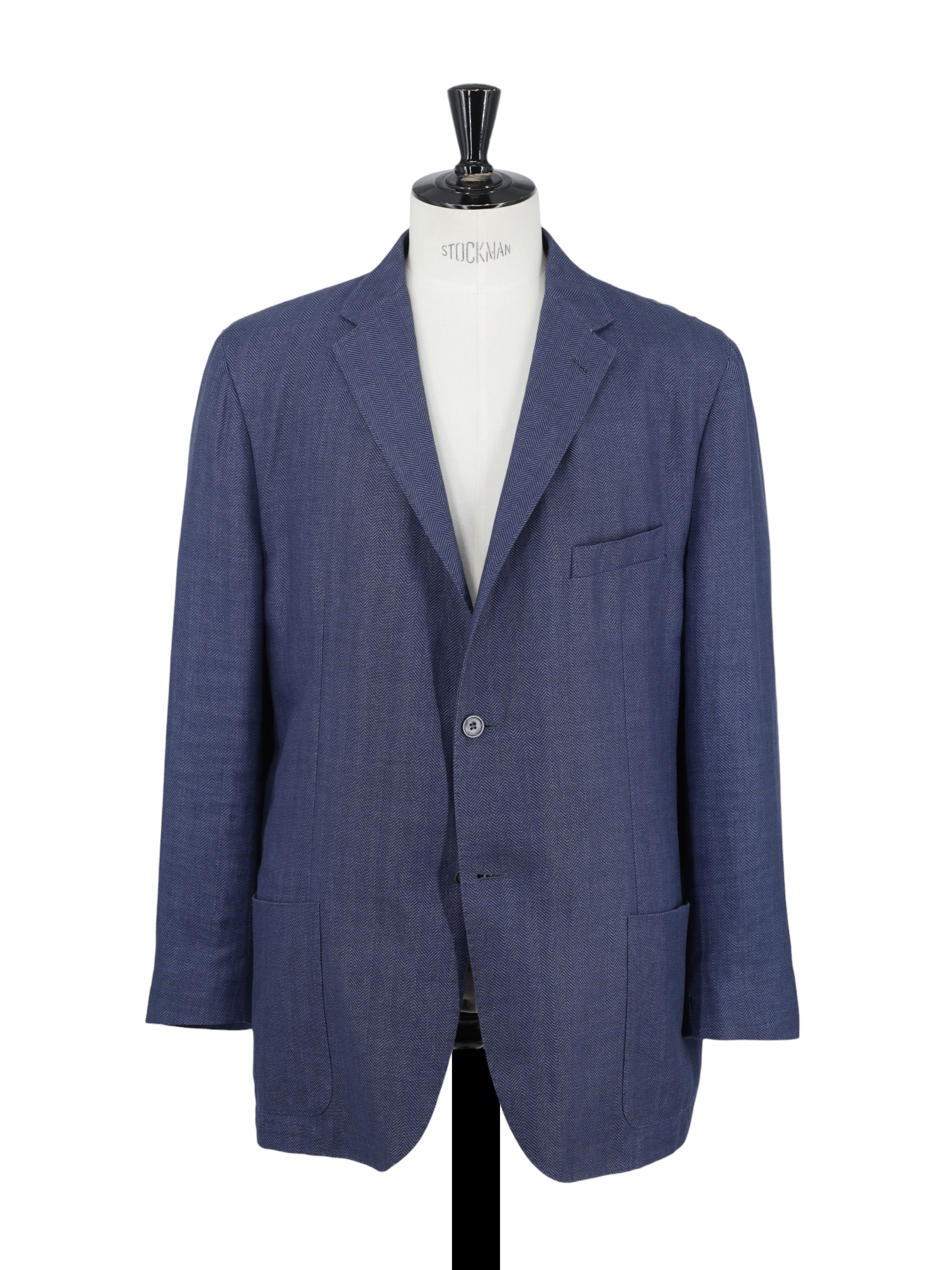 Corneliani Blue Linen & Wool Herringbone Summer Jacket