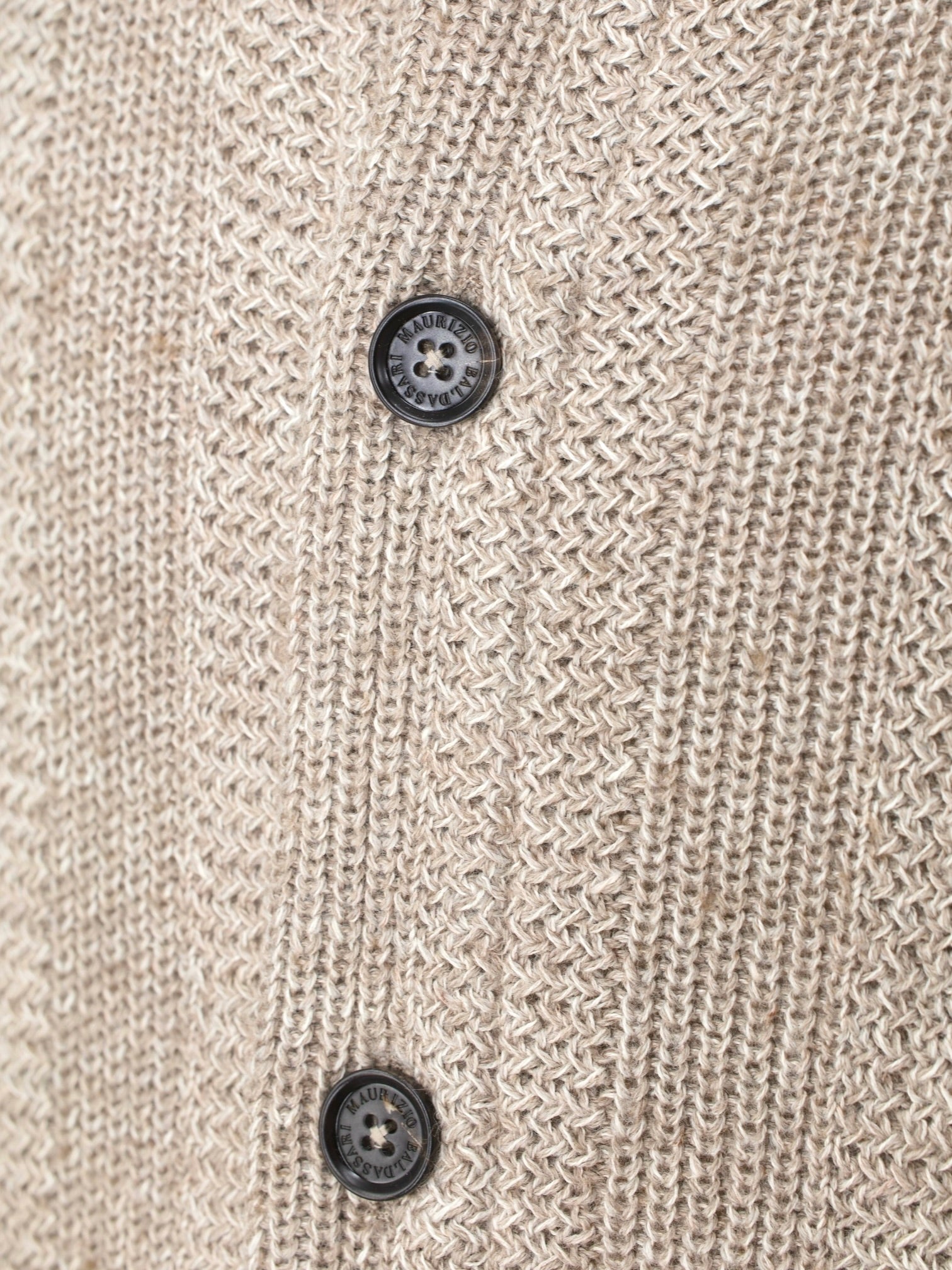 Maurizio Baldassari Taupe Acrylic, Linen, Wool & Cashmere Stripe-Pattern Cardigan