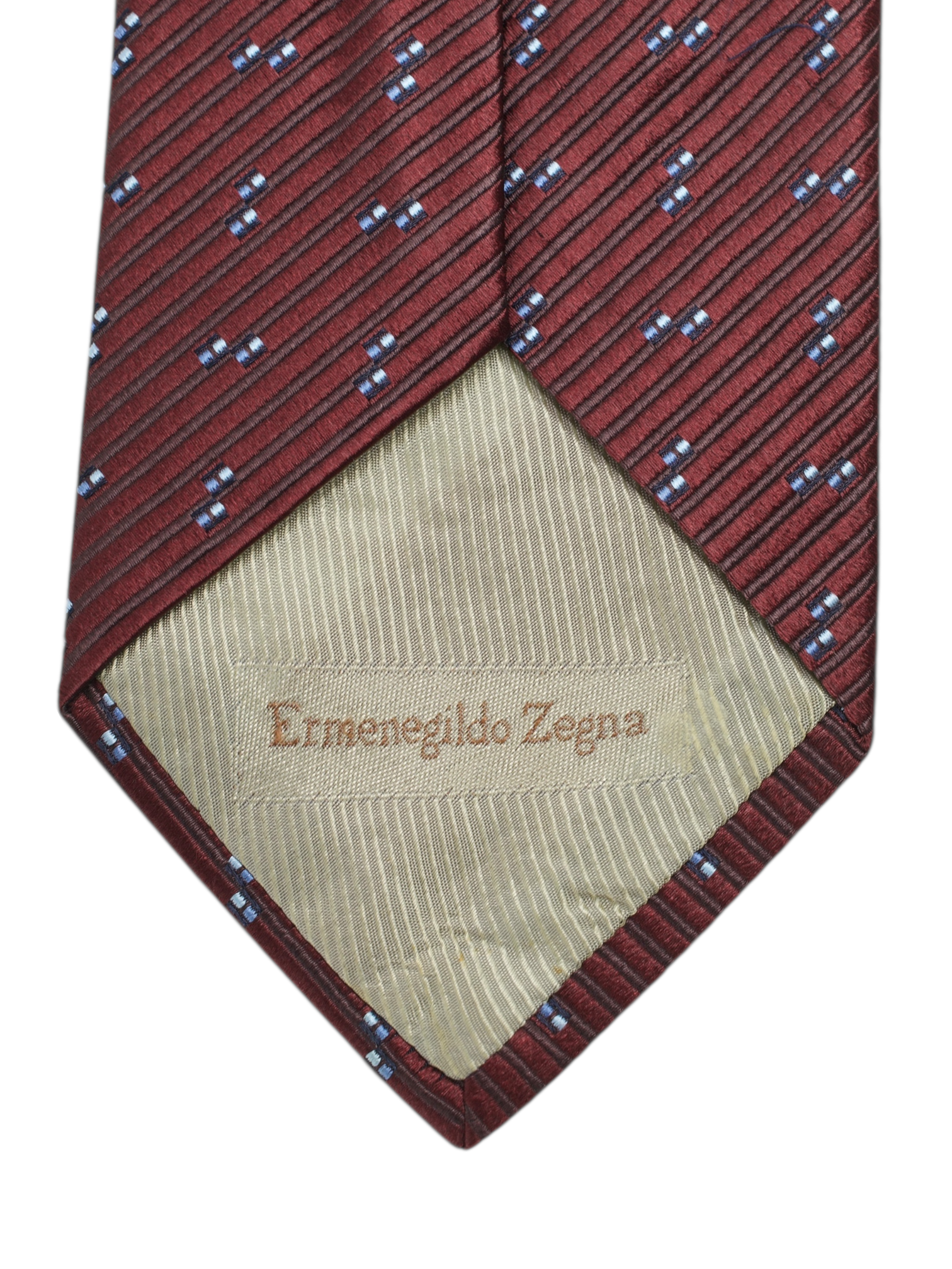 Ermenegildo Zegna Burgundy & Light Blue Vintage Pattern Tie
