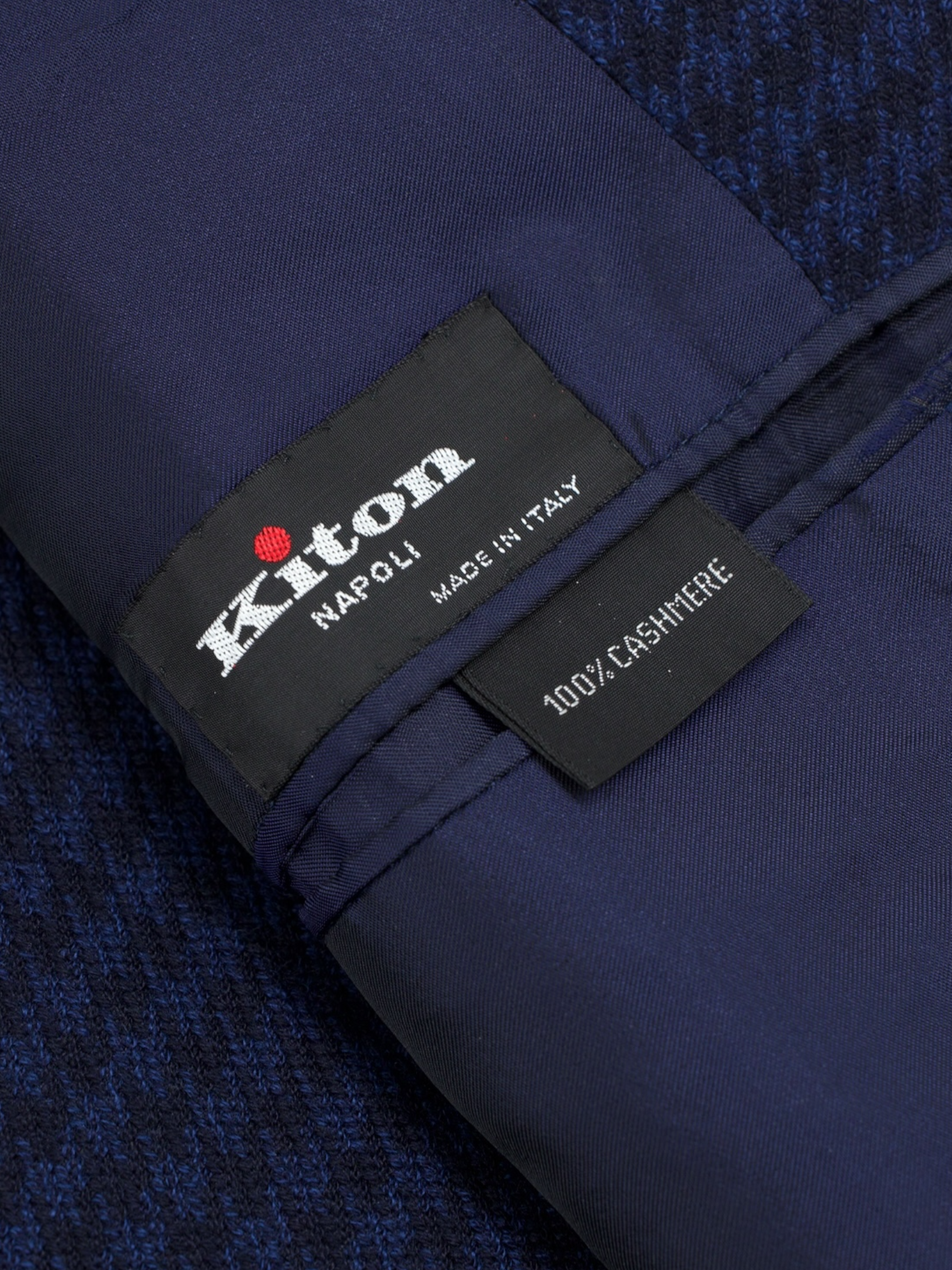 Kiton Dark Blue Pure Plushy-Cashmere Houndstooth Jacket