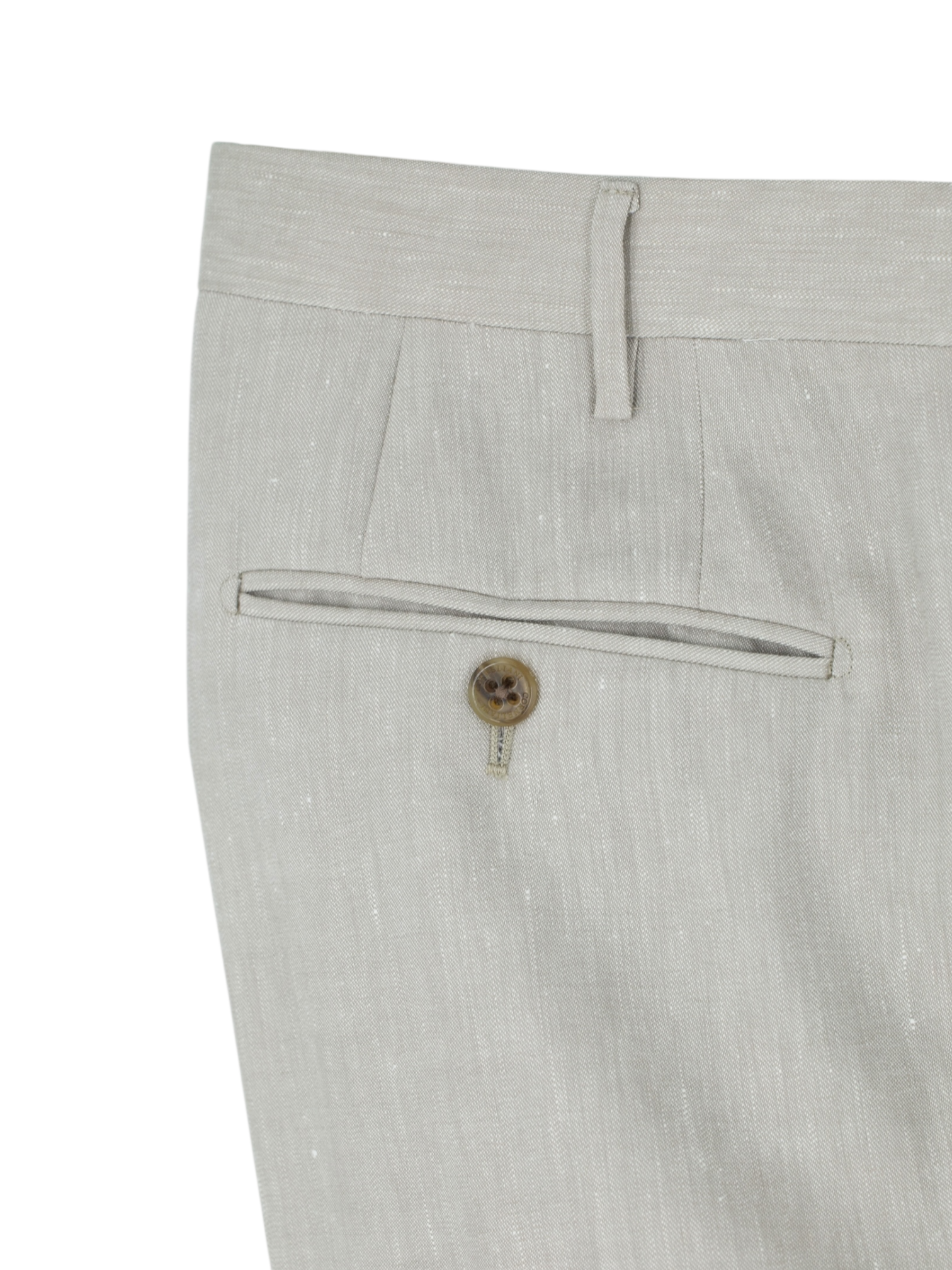 Corneliani Greige Linen and Wool Mélange Trousers
