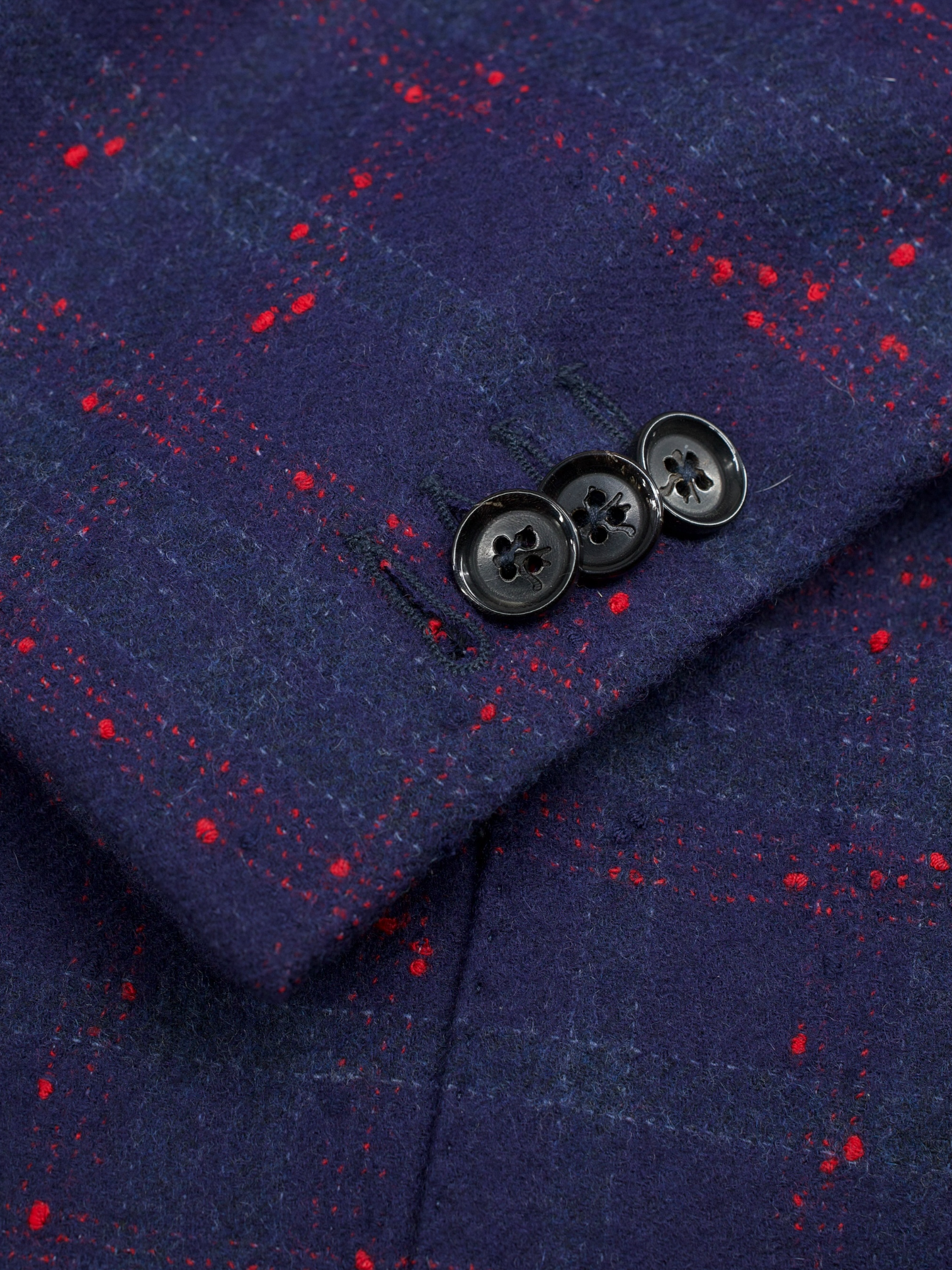 Isaia Dark Blue & Red Wool-Blend Splatter-Check Jacket