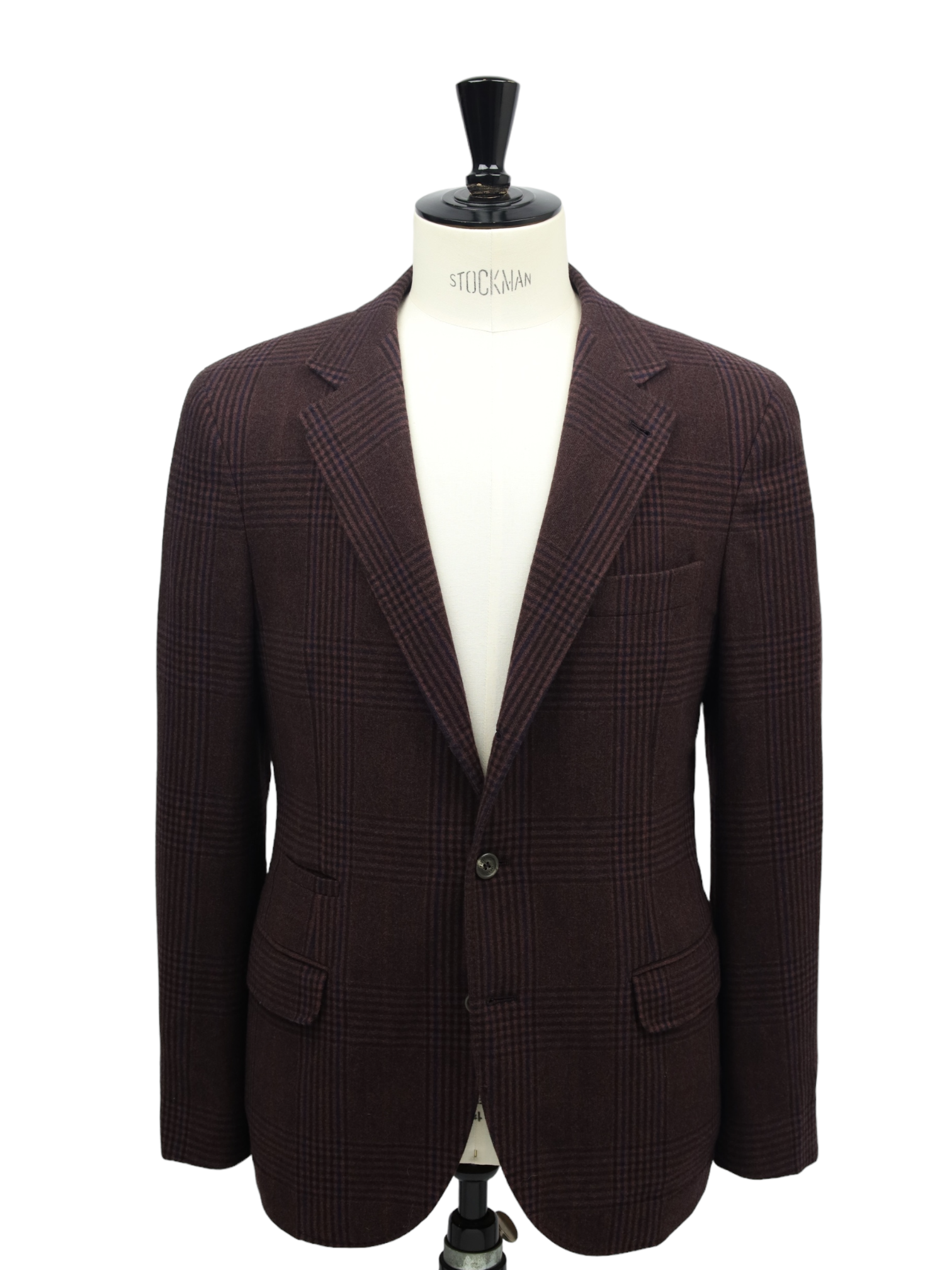 Brunello Cucinelli Castagne Brown Wool & Cashmere Glenplaid Jacket