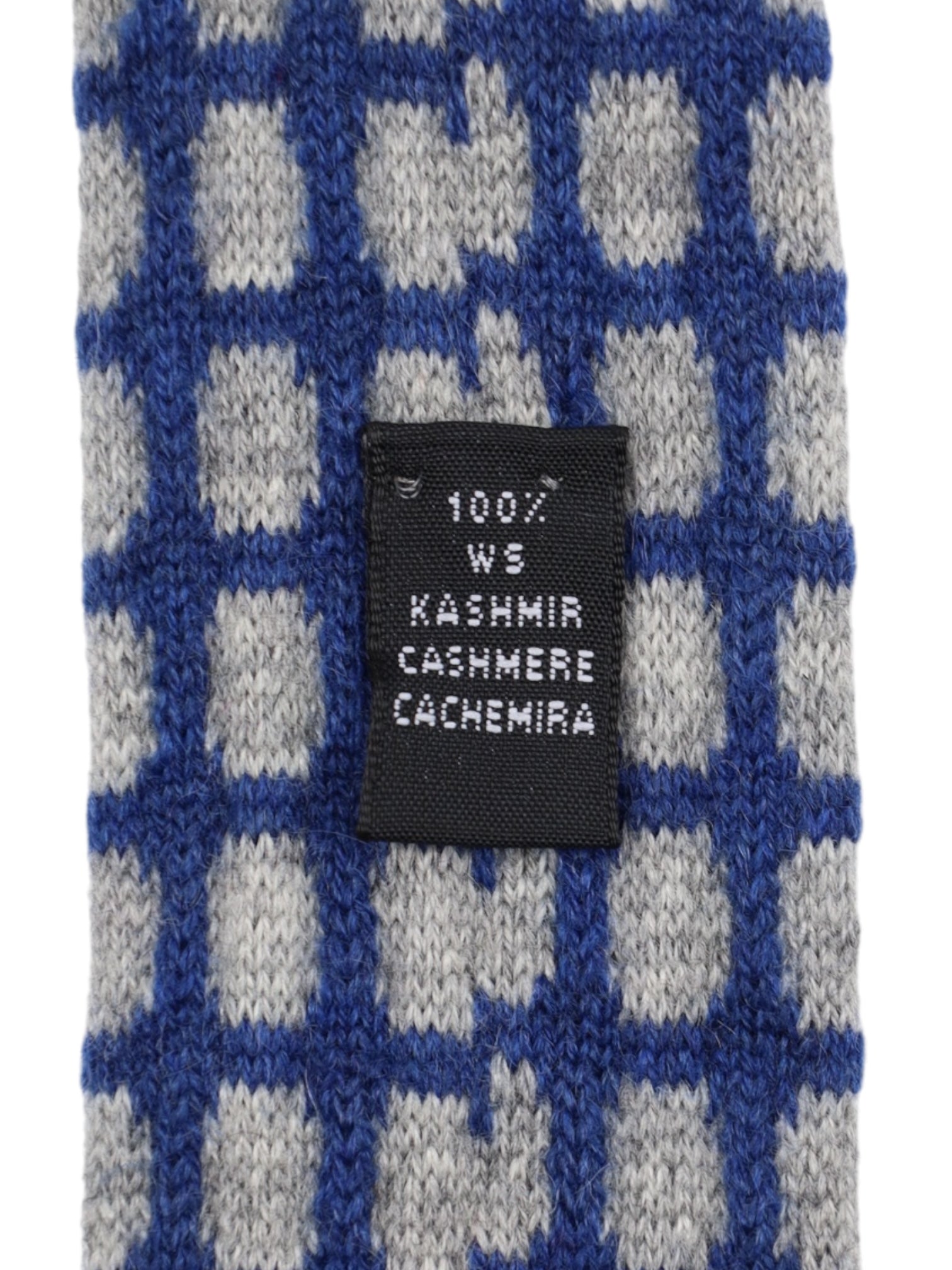 Kiton Blue & Light Grey Geometric Knitted Cashmere Tie