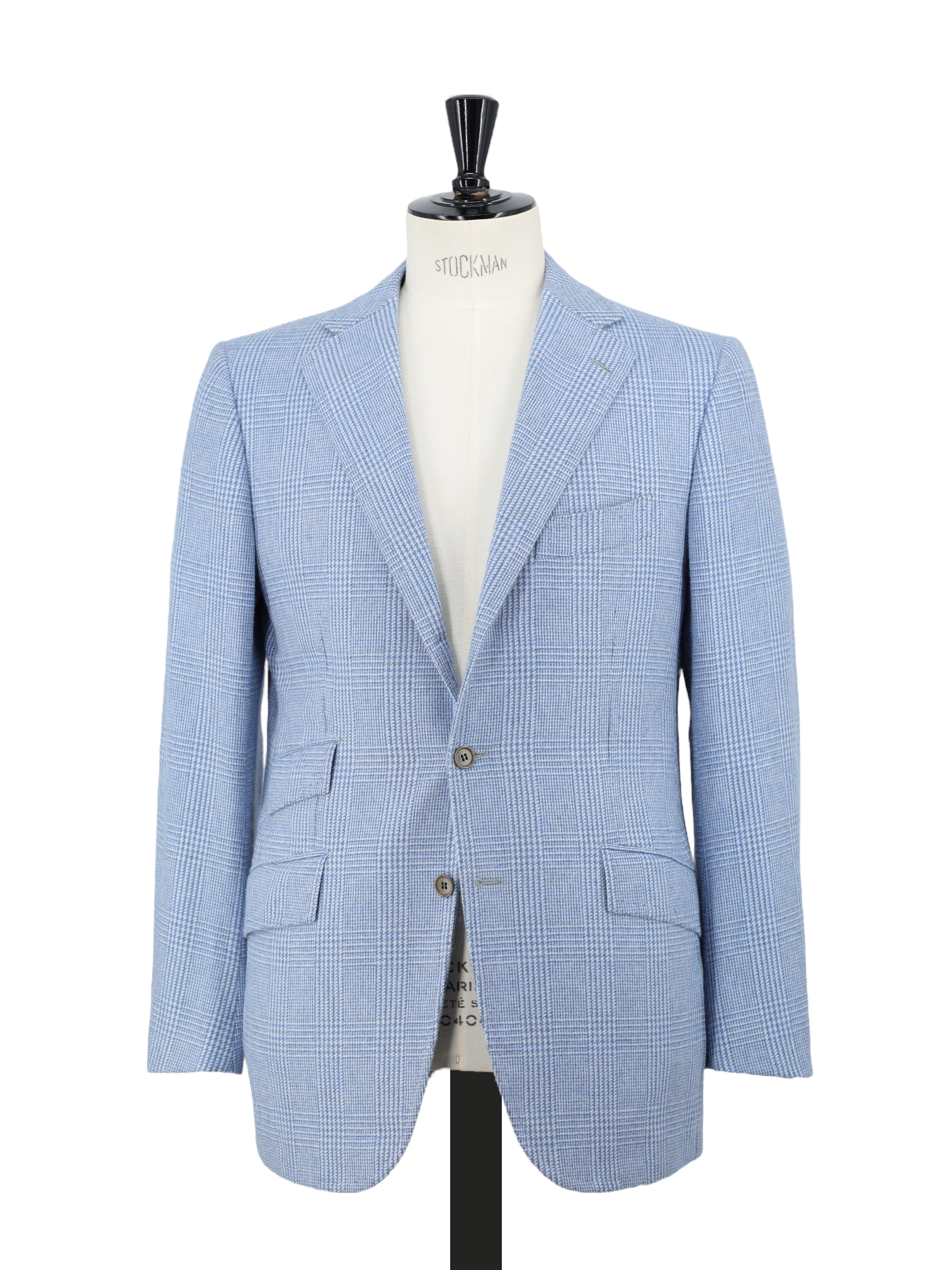 Cesare Attolini Light Blue Lambswool Prince of Wales Jacket
