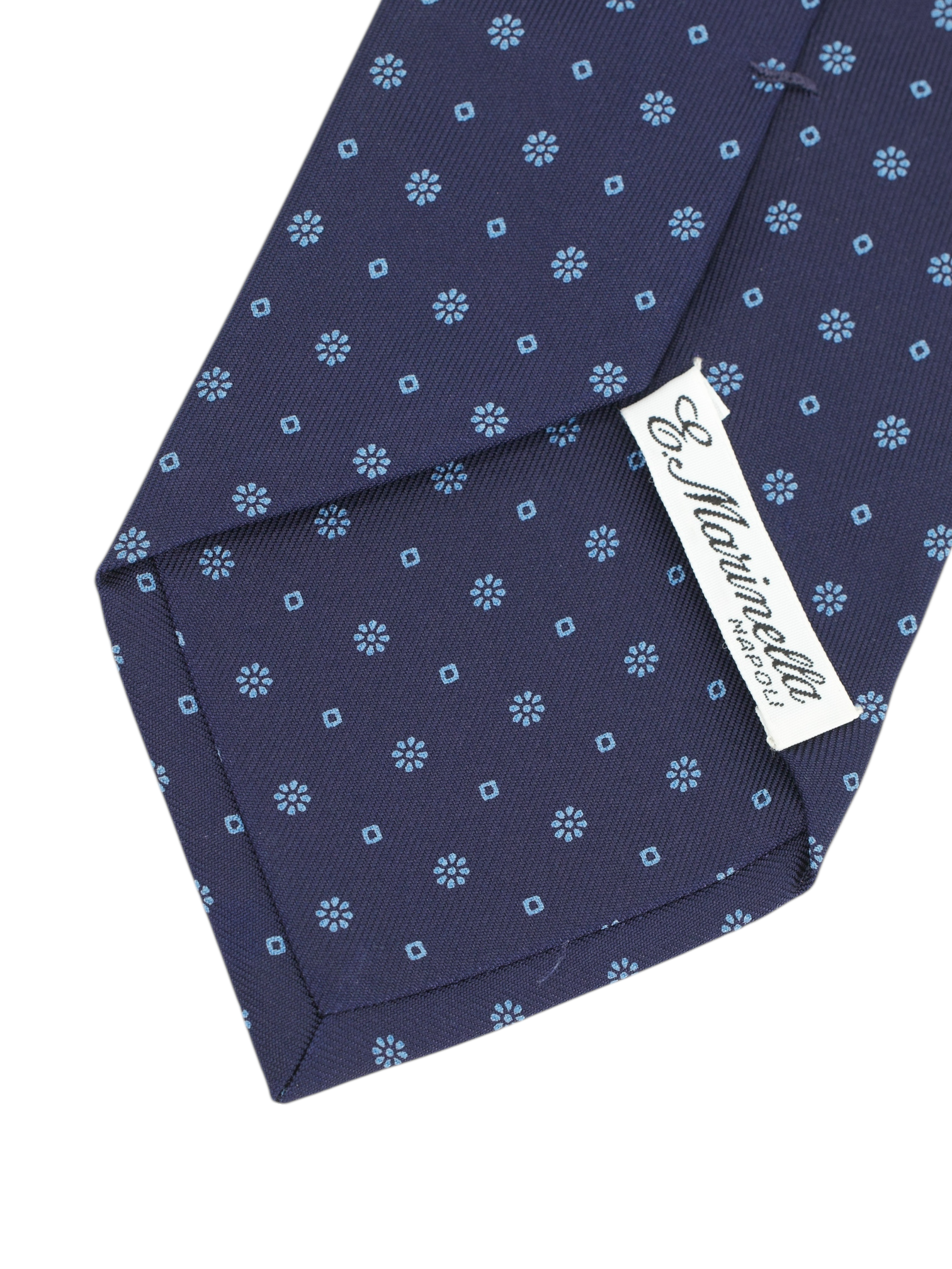 E.Marinella Navy & Light Blue Silk Floral Tie