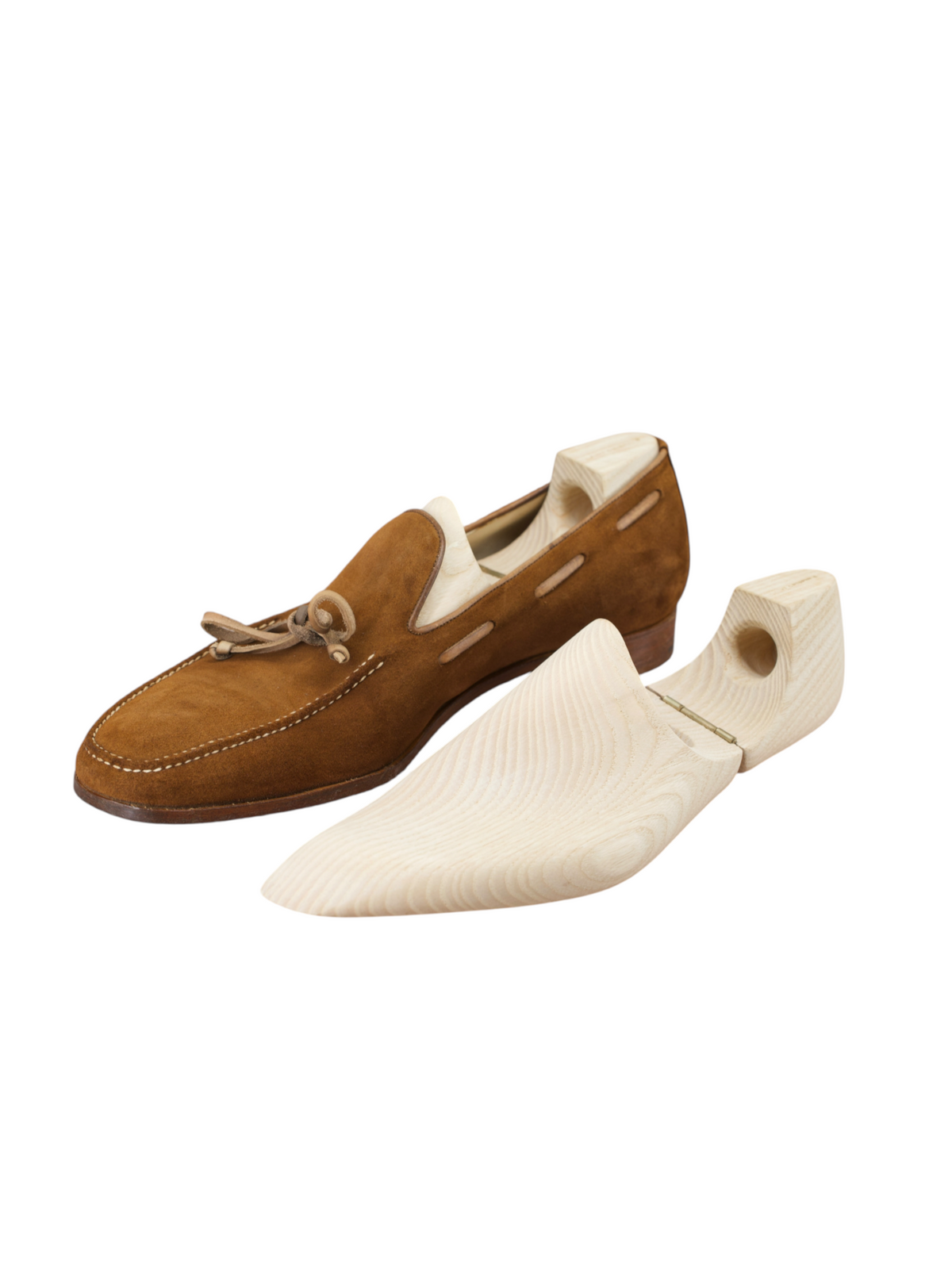 Saint Crispin's Tobacco Brown Suede Laced Up Boatshoe-Style Loafer