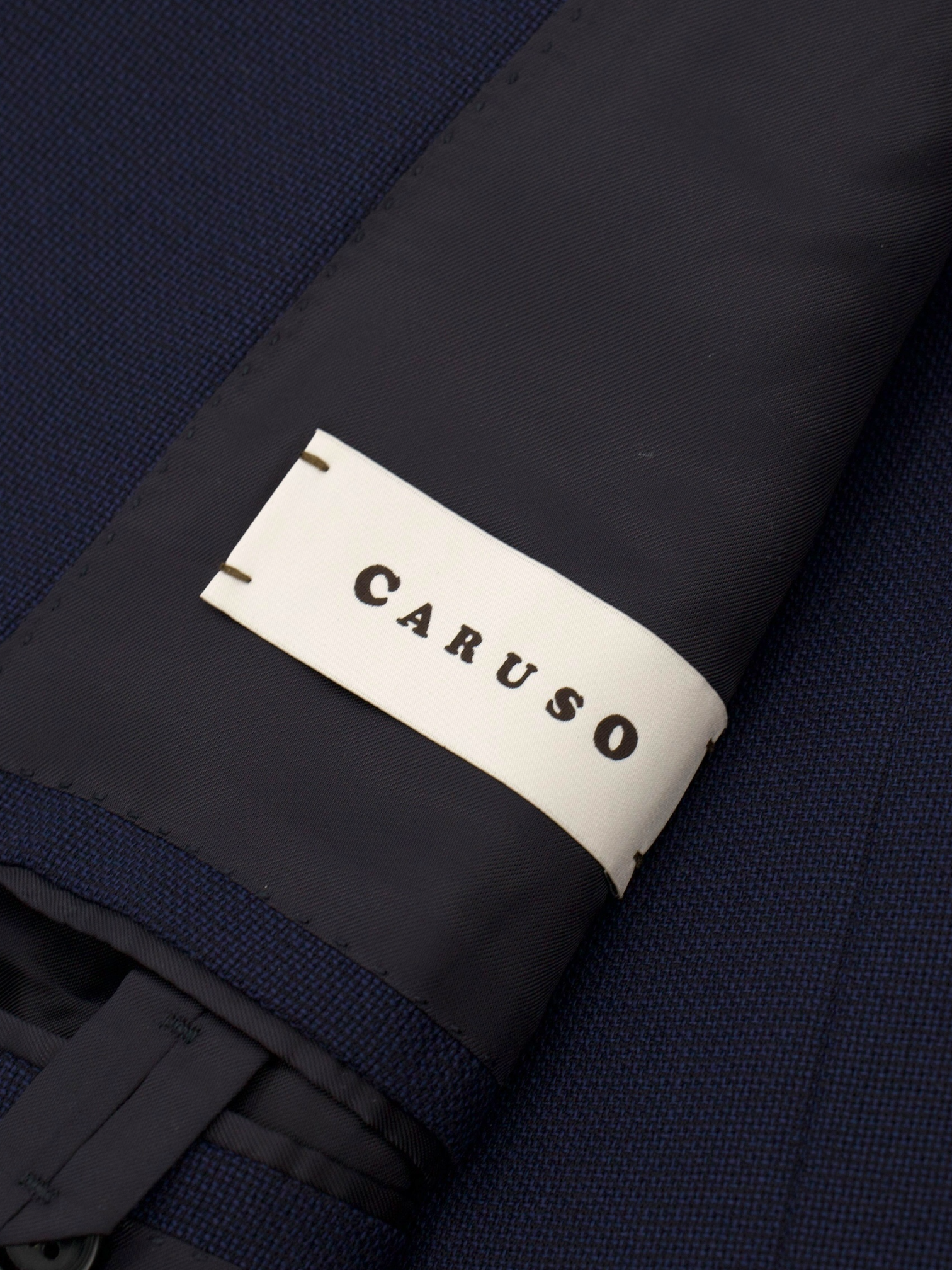Caruso Dark Blue Pure Wool Micro-Structure Blazer Jacket