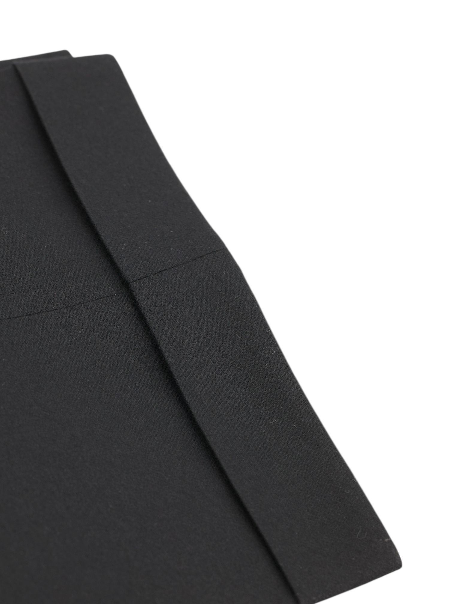 Canali Black Wool Gabardine Twill Double-Pleated Trousers
