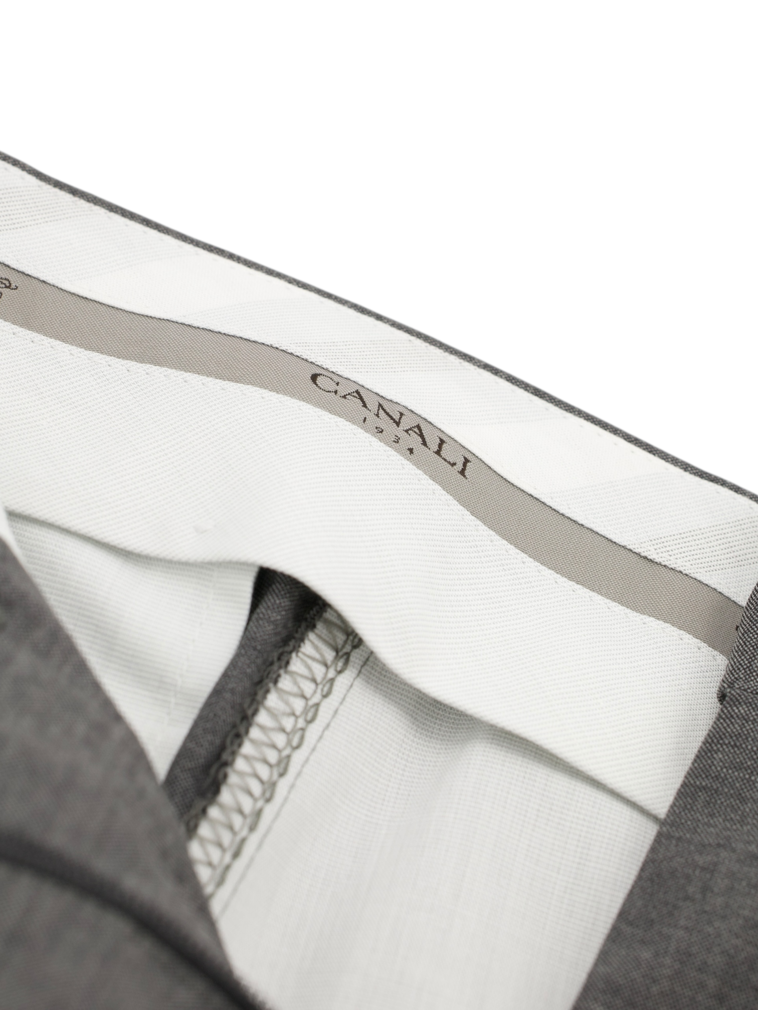 Canali Grey Waterrepellent Wool Travel Pinpoint Trousers