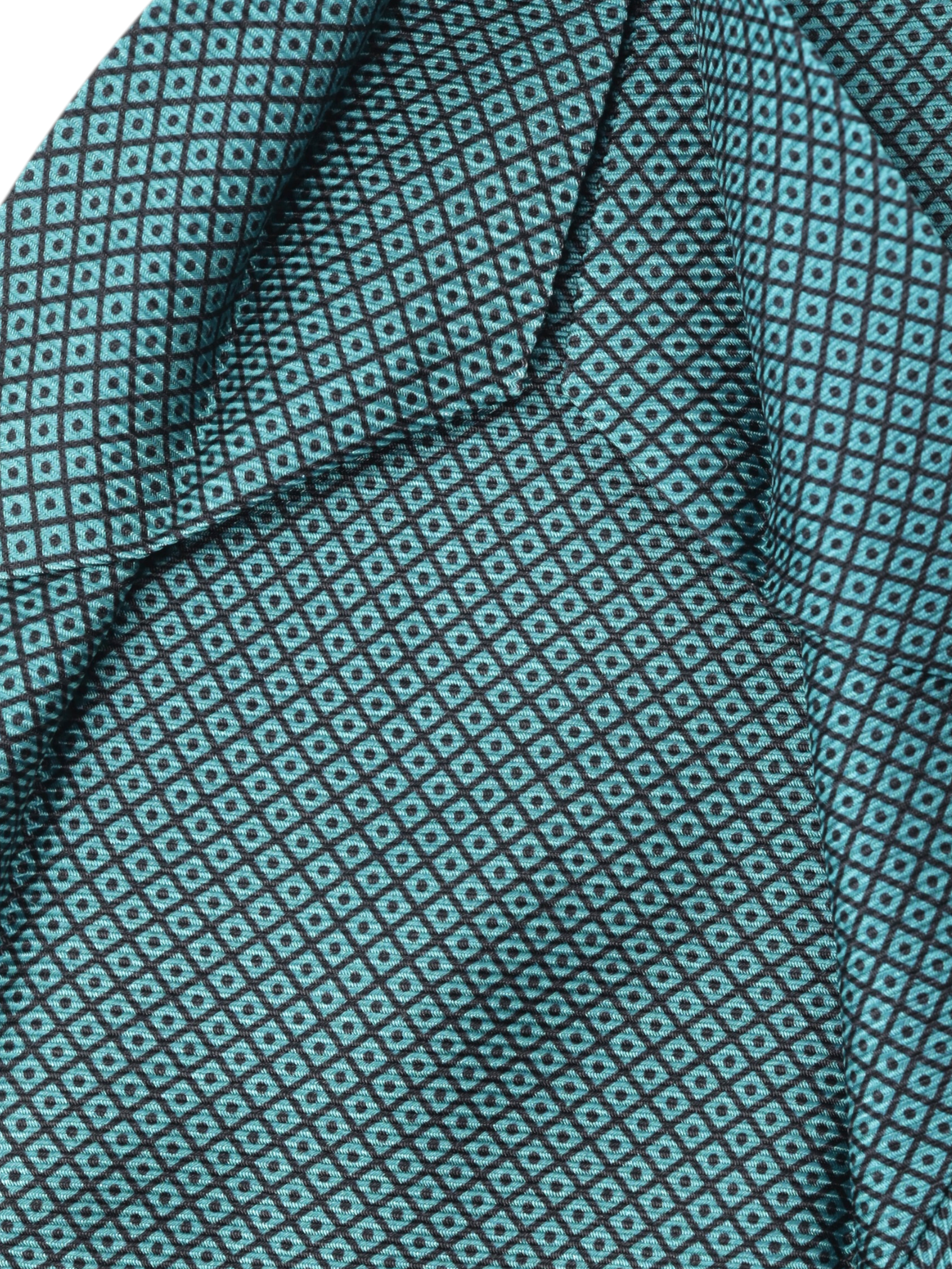 Kiton 5-Fold Teal Green Silk Micro-Pattern Self-Tipped Tie