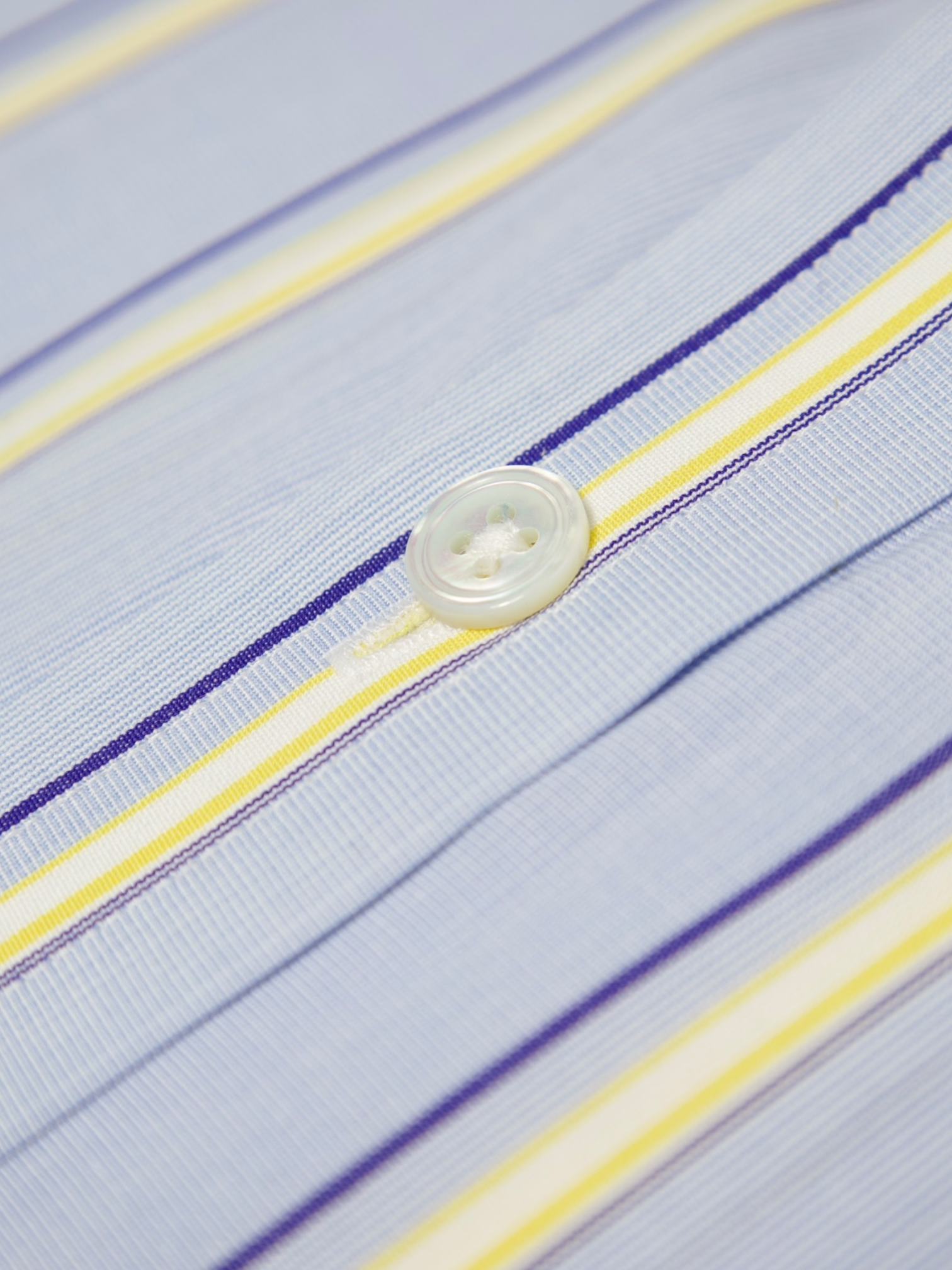 Turnbull & Asser Light Blue & Yellow Contrast Collar Striped Shirt