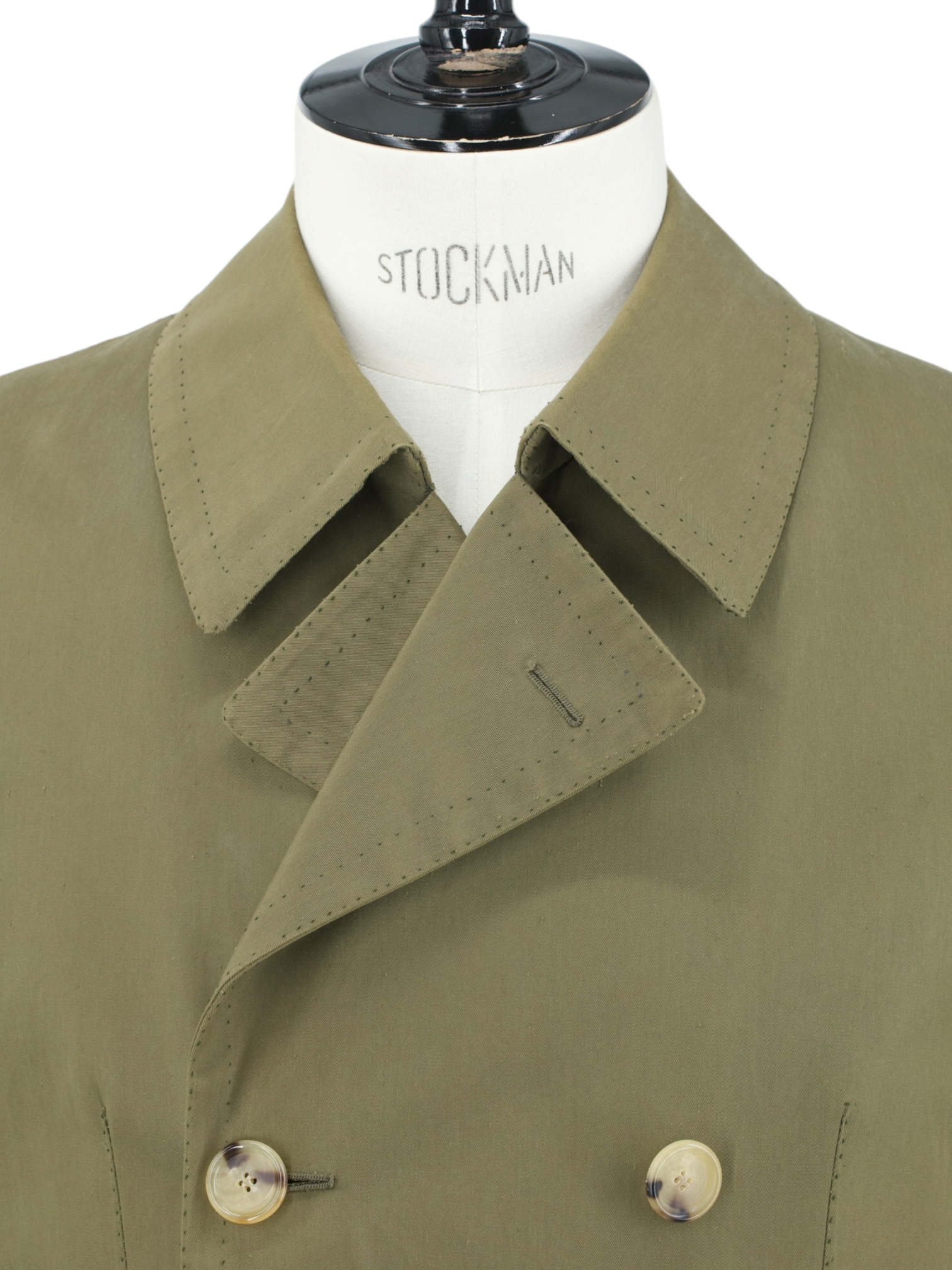 Cesare Attolini Olive Green Pure-Cotton Sartorial Caban Peacoat