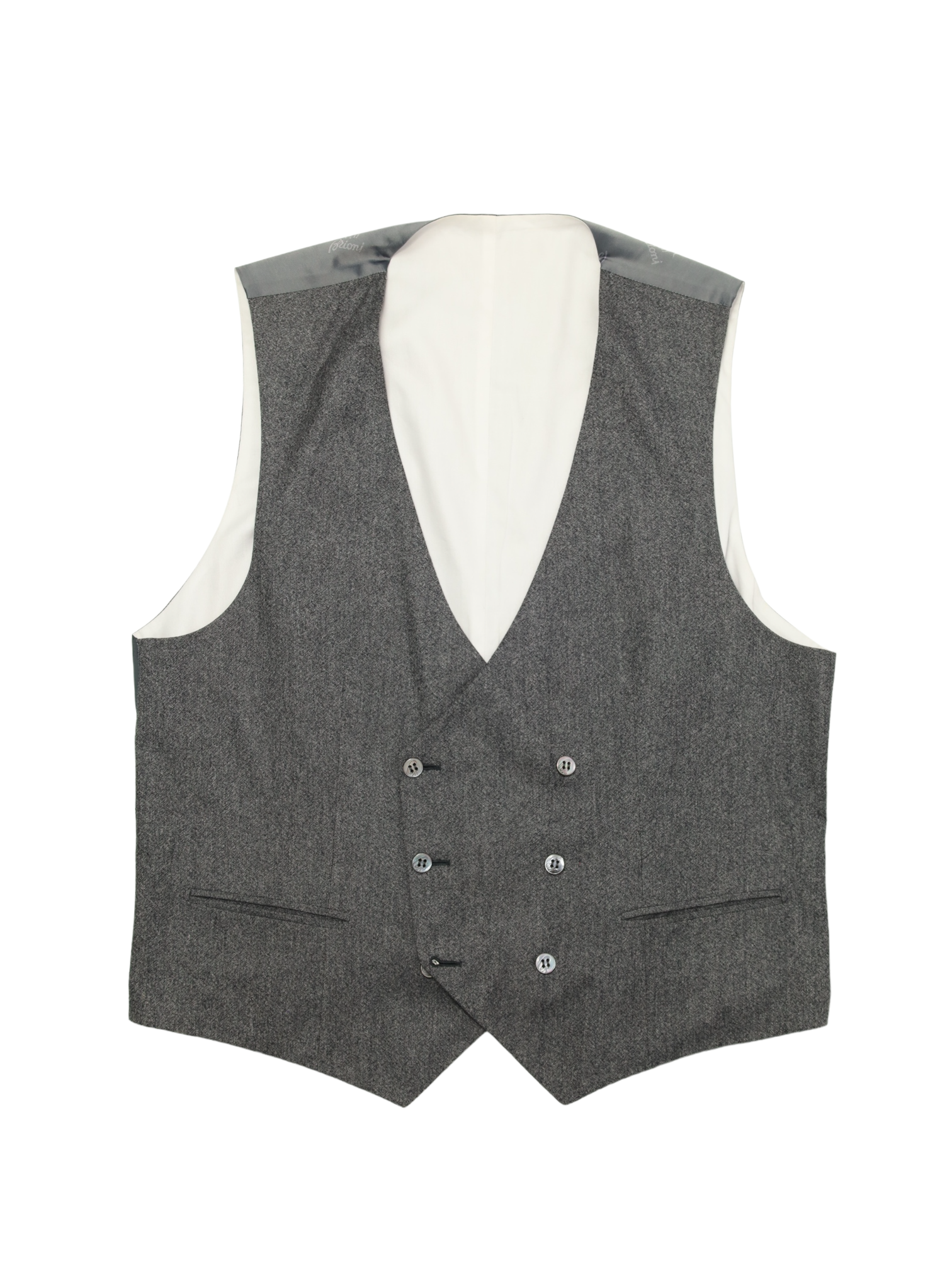 Brioni Grey Cashmere & Silk Double Breasted Waistcoat