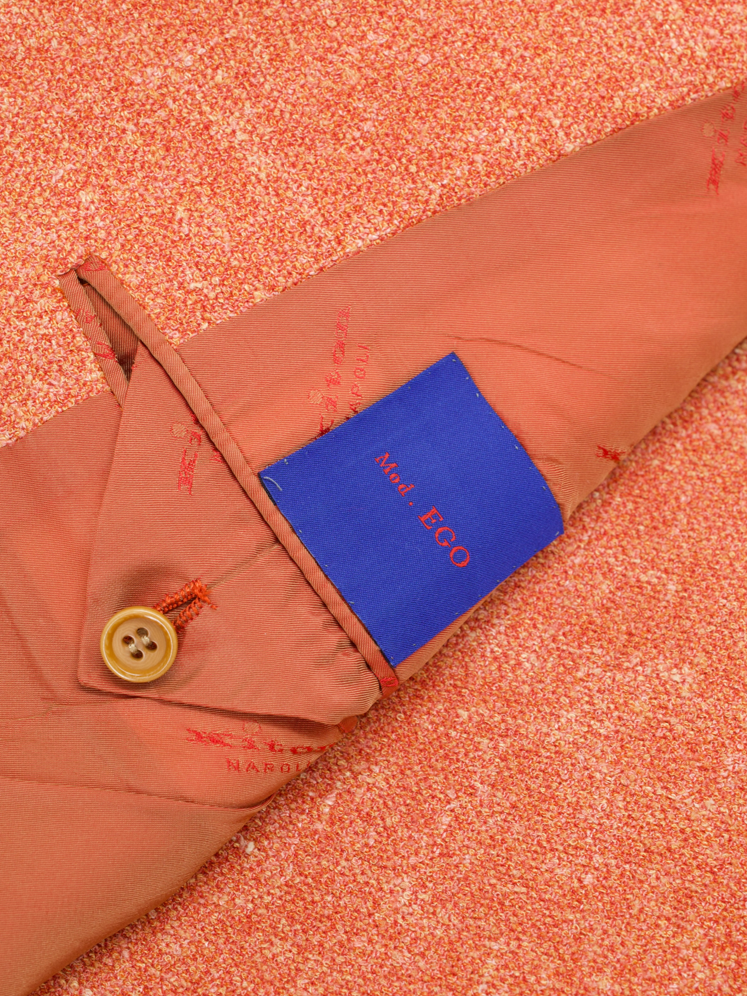 Kiton Orange Cashmere, Stretch, Silk & Linen Speckled "Mod. Ego" Jacket