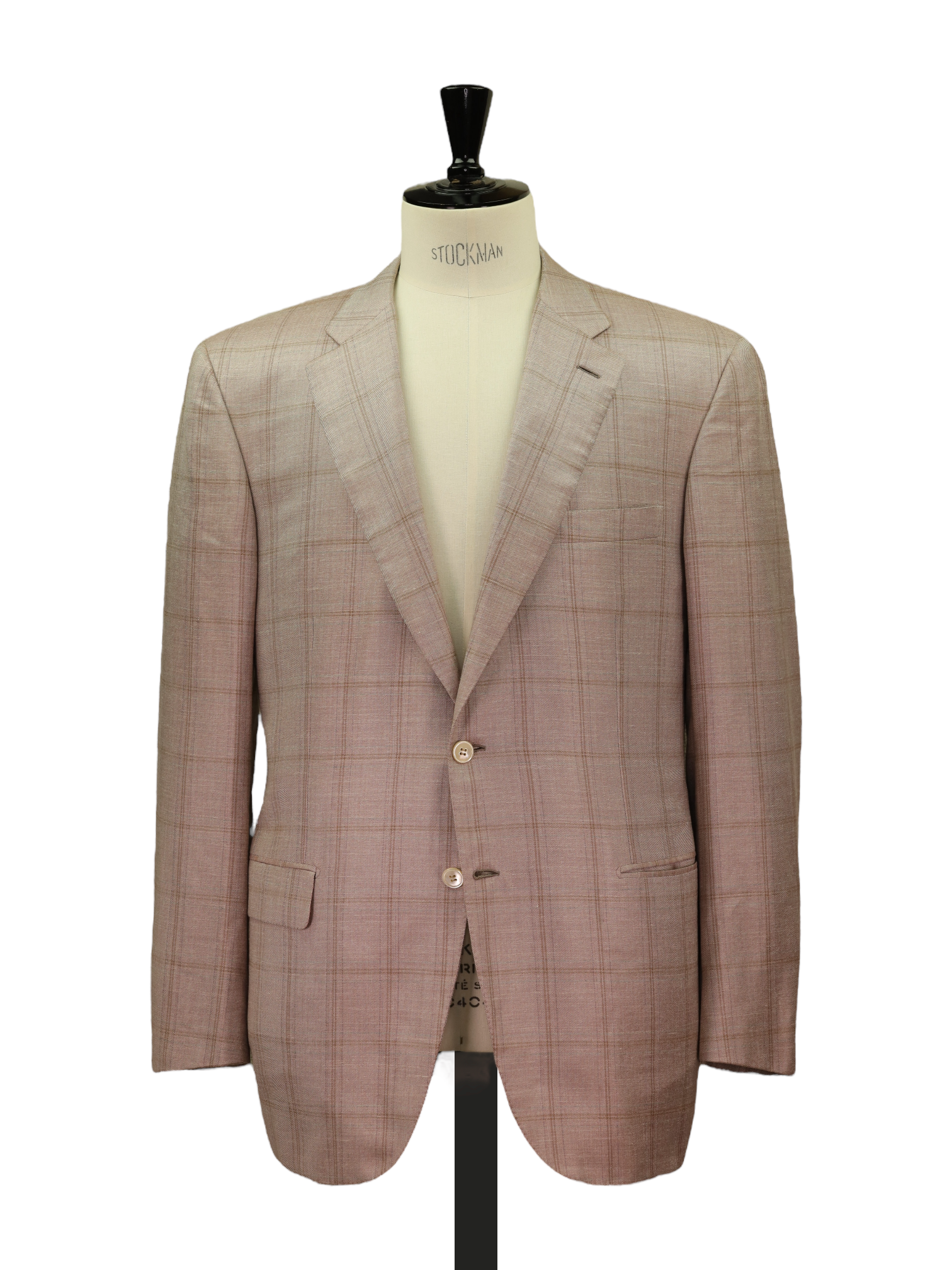 Brioni Dusty Rose Cashmere, Silk & Linen Windowpane "Chigi" Jacket