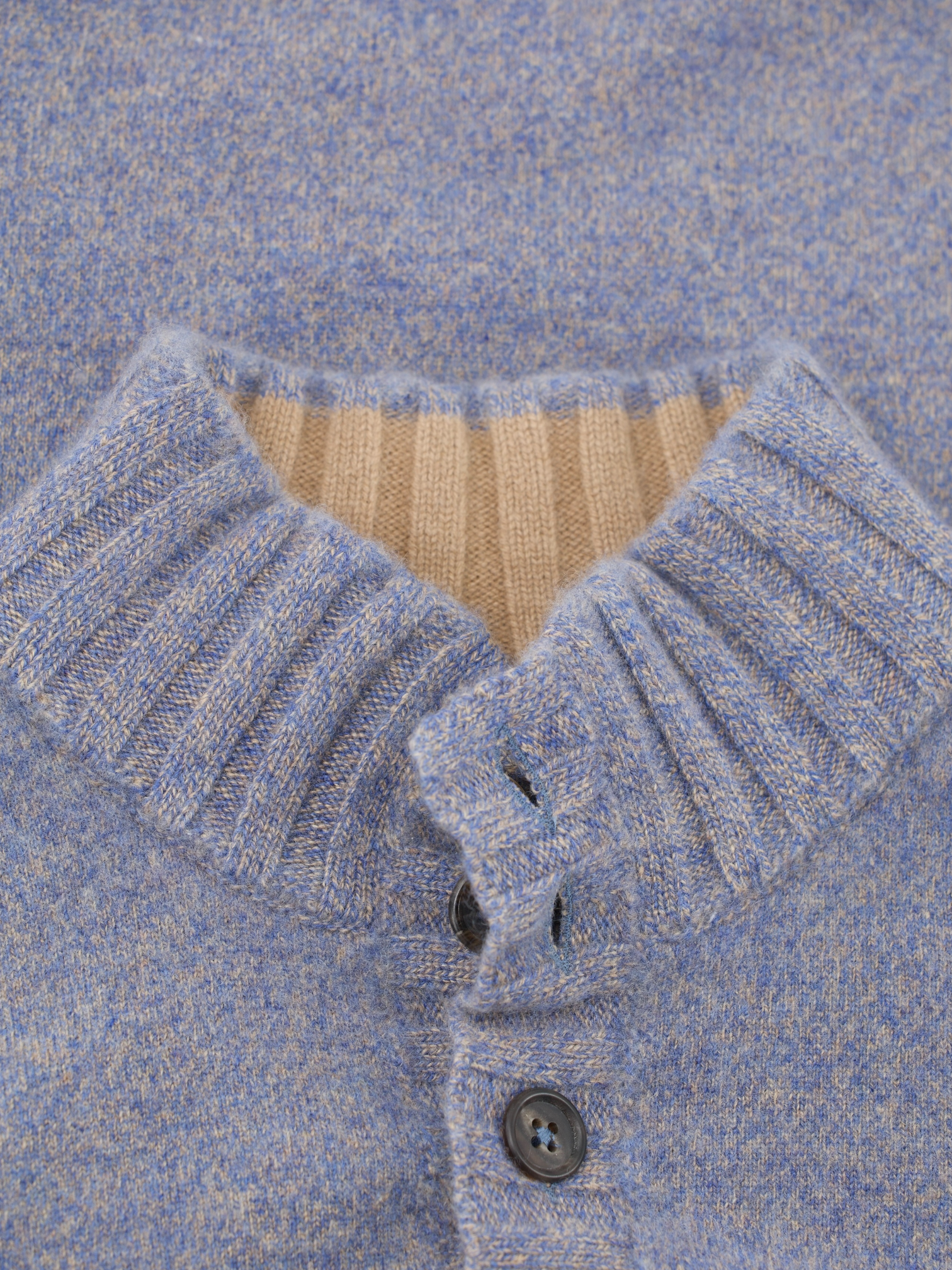 Cesare Attolini Steel Blue Mélange Duvet Cashmere Button-Up Knitwear