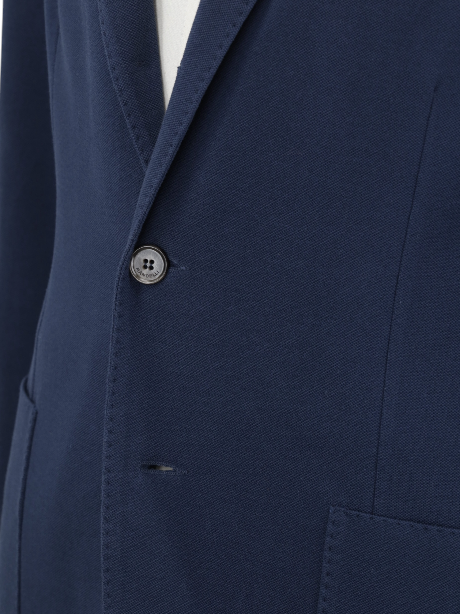 Mandelli Blue Unconstructed Tricot-Knitted Cotton Jacket