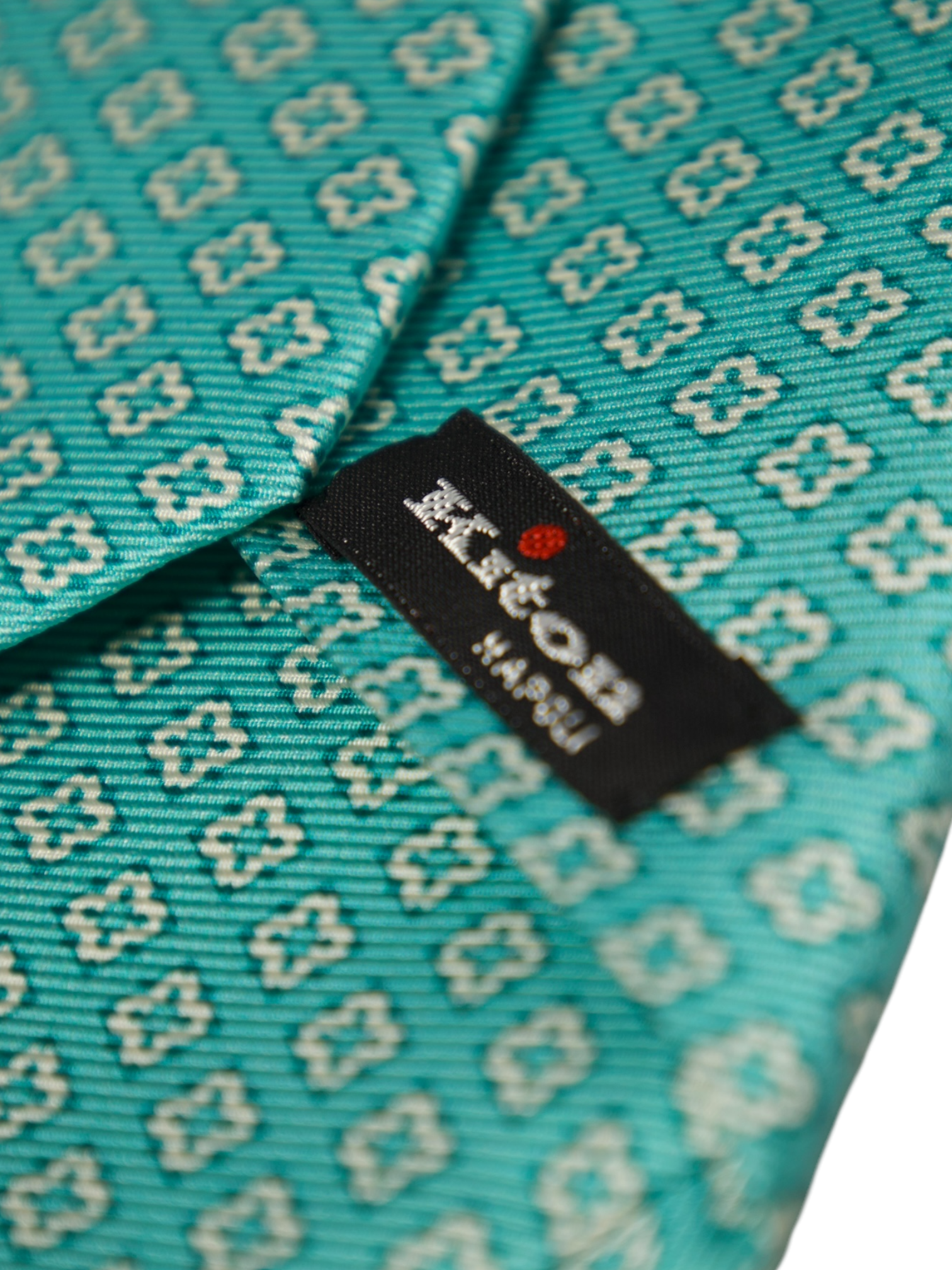 Kiton 7-Fold Mint Green Floral Silk Tie