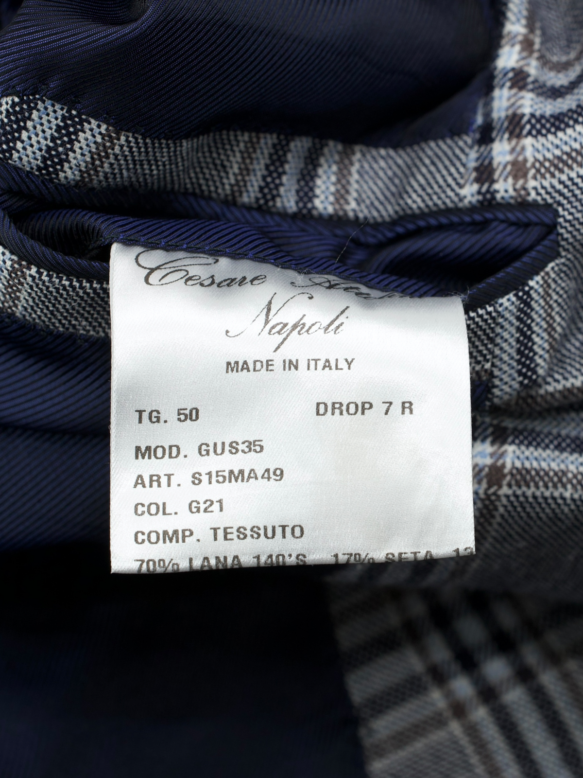 Cesare Attolini Taupe Super 140's, Silk & Linen Windowpane Jacket