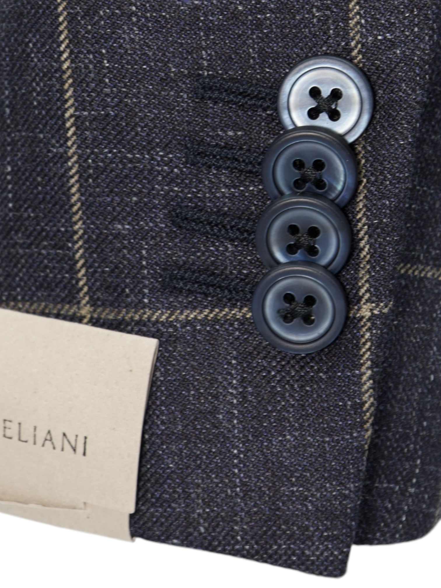 Corneliani Dark Blue Wool, Silk & Linen Windowpane Jacket