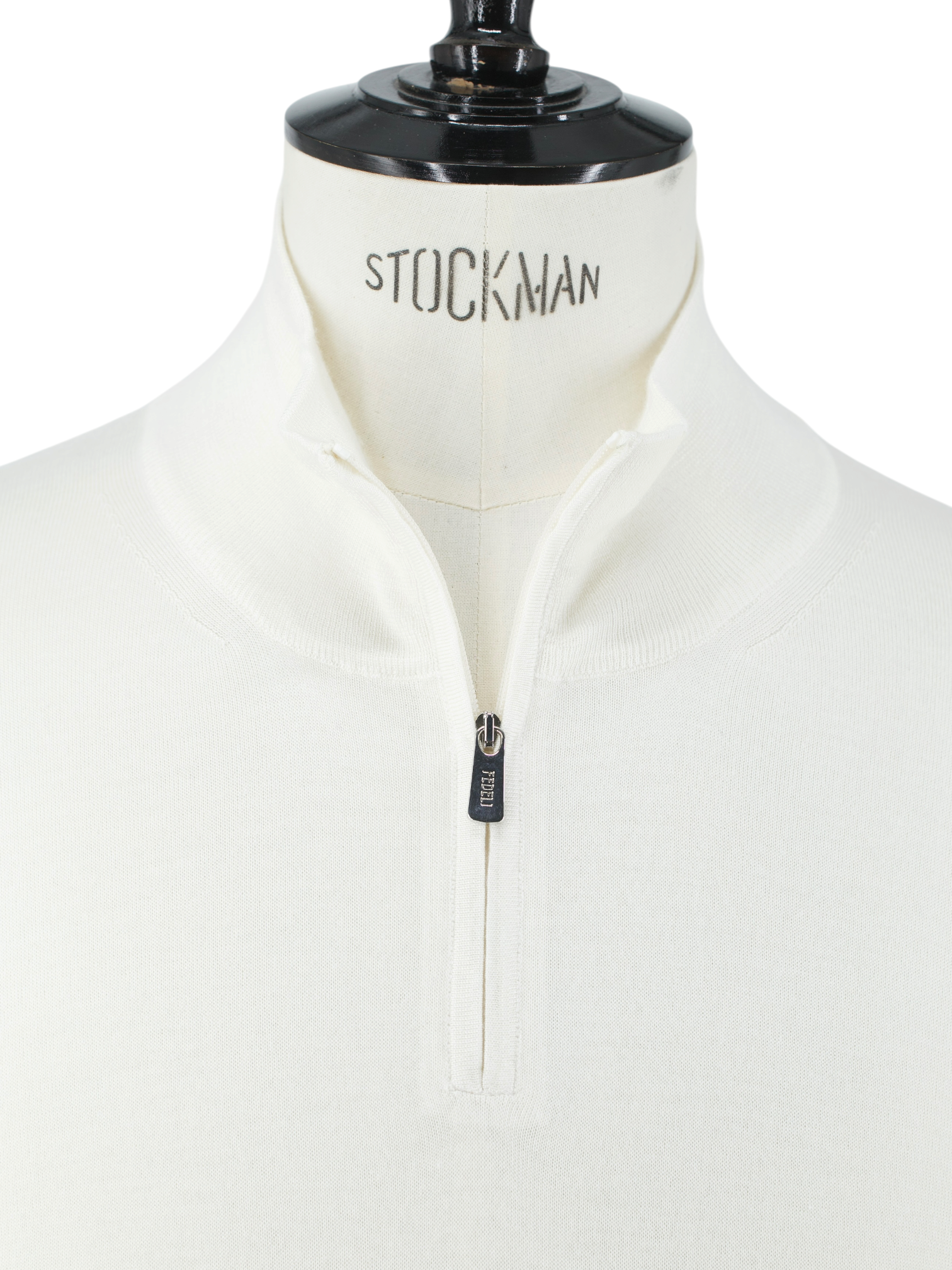 Fedeli White Cashmere & Silk Quarter-Zip Sweater
