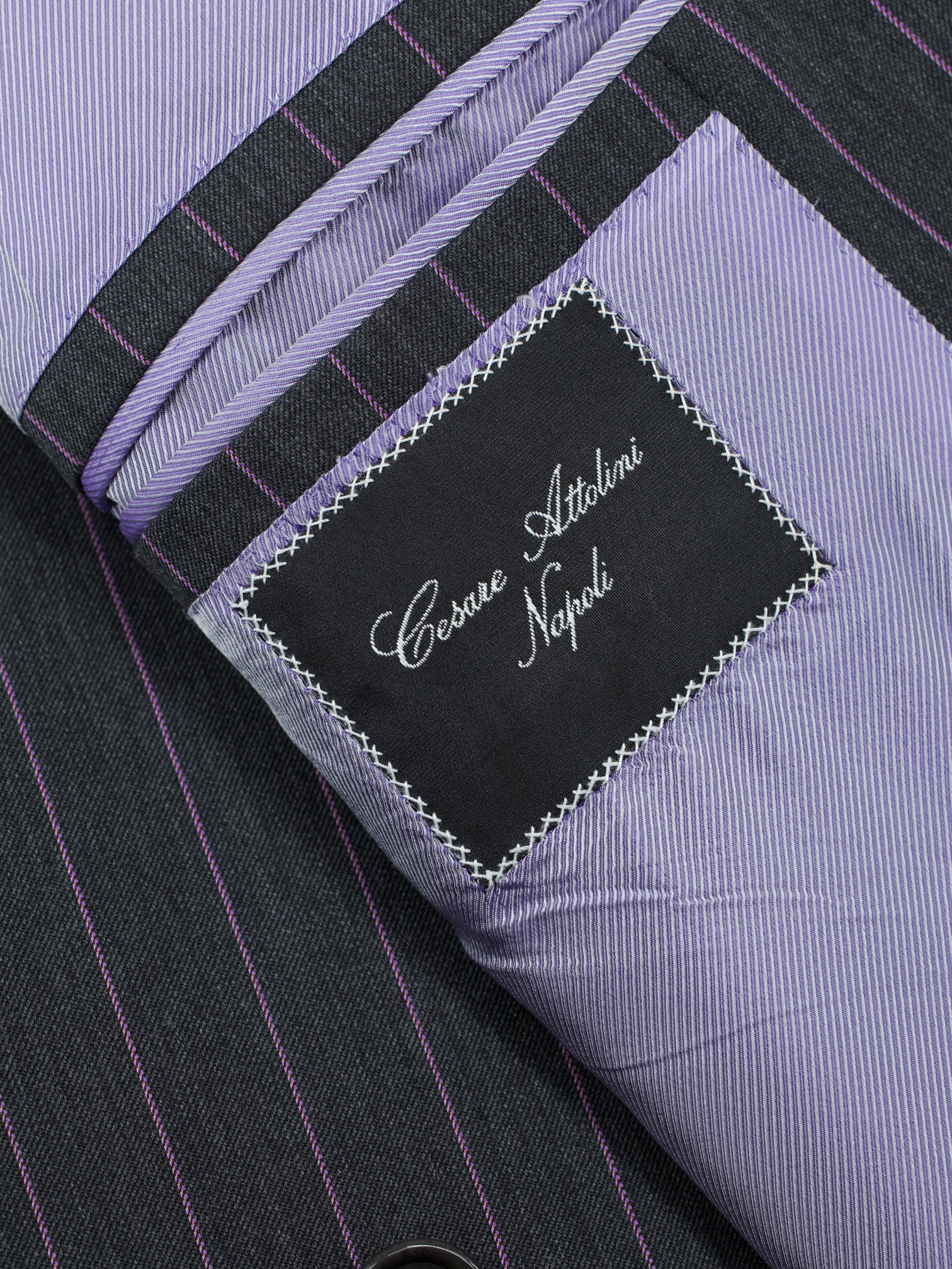 Cesare Attolini Grey & Pink Fine-Wool Double-Breasted Pinstripe Suit
