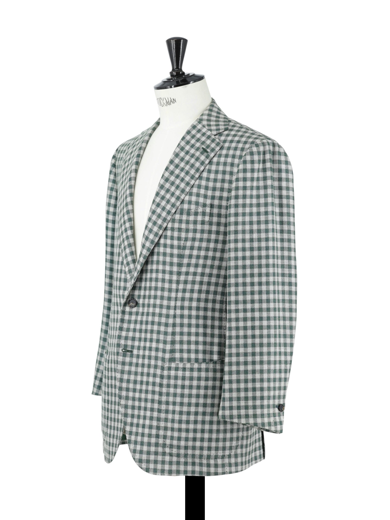 Cesare Attolini Green Wool, Silk & Linen Gingham-Check Jacket