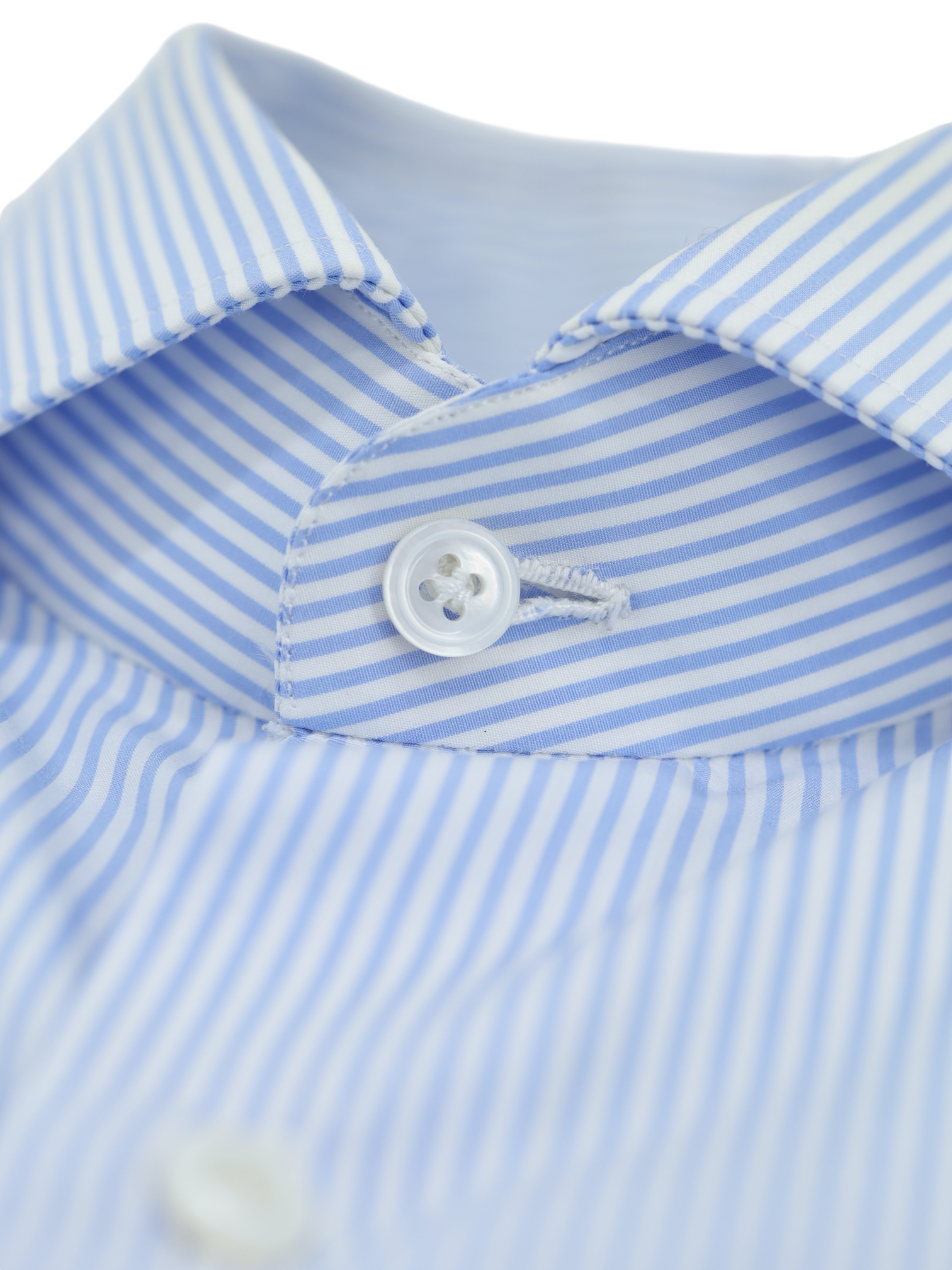 Finamore Light Blue Cotton Pinstripe French Cuff Shirt