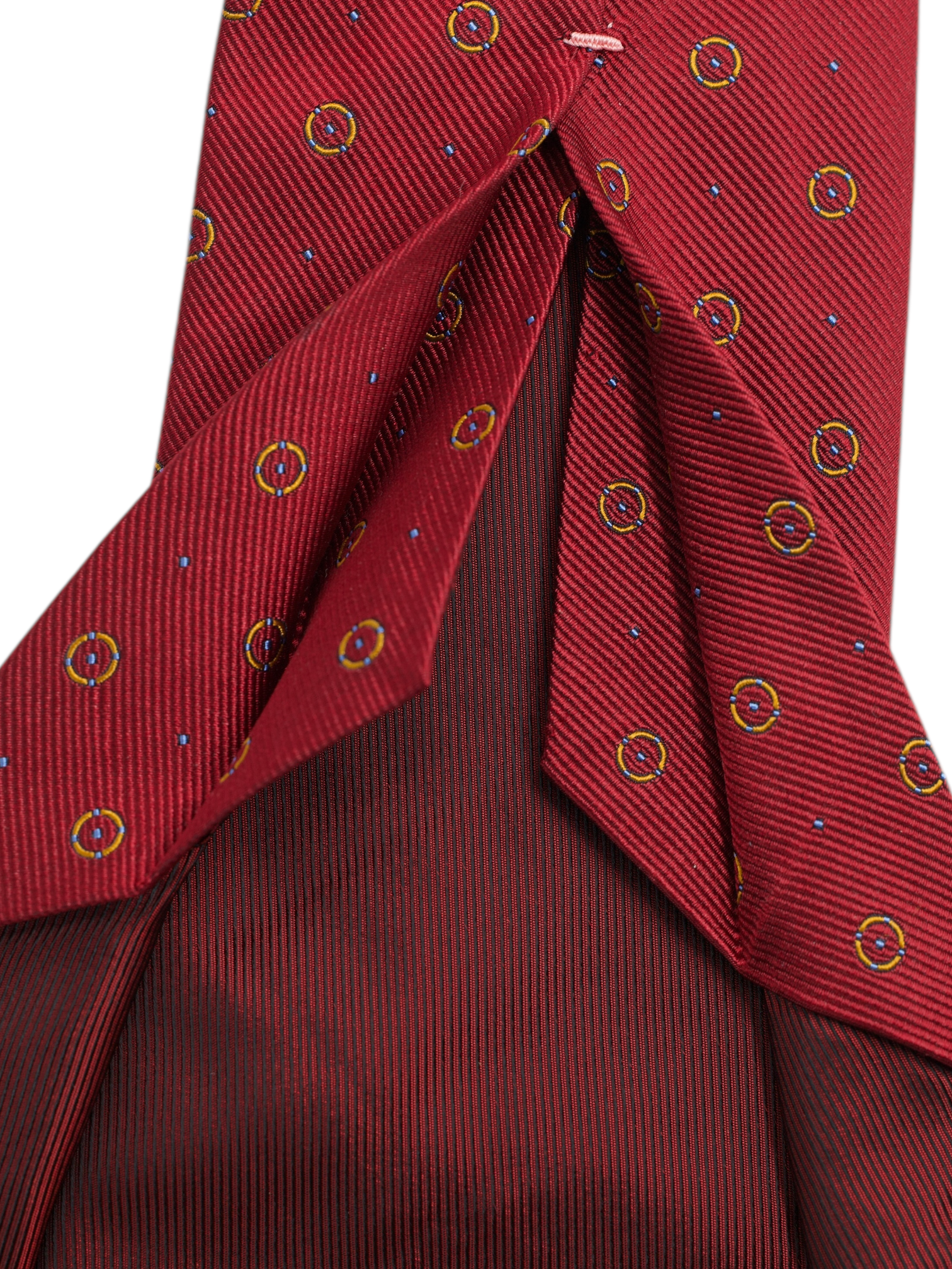 Luigi Borrelli 5-Fold Cardinal Red & Yellow Silk Multi-Dot Pattern Tie