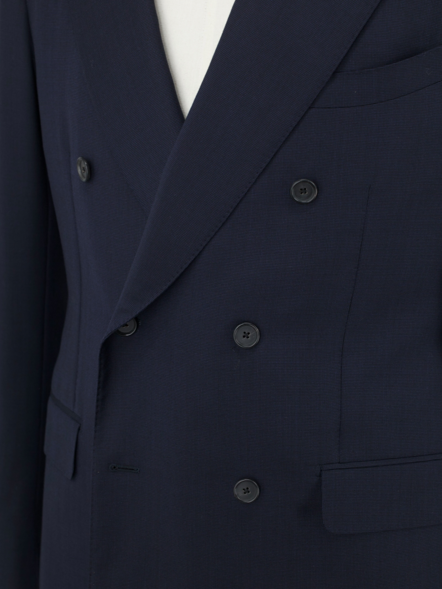 Caruso Navy Double Breasted Super 110's Pinpoint Suit