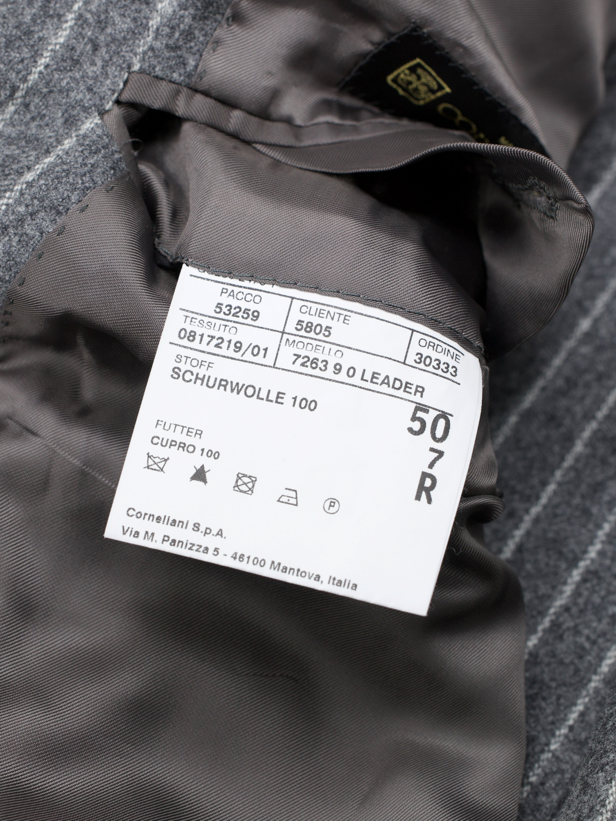 Corneliani Grey Wool-Flannel Classic Pinstripe Winter Suit