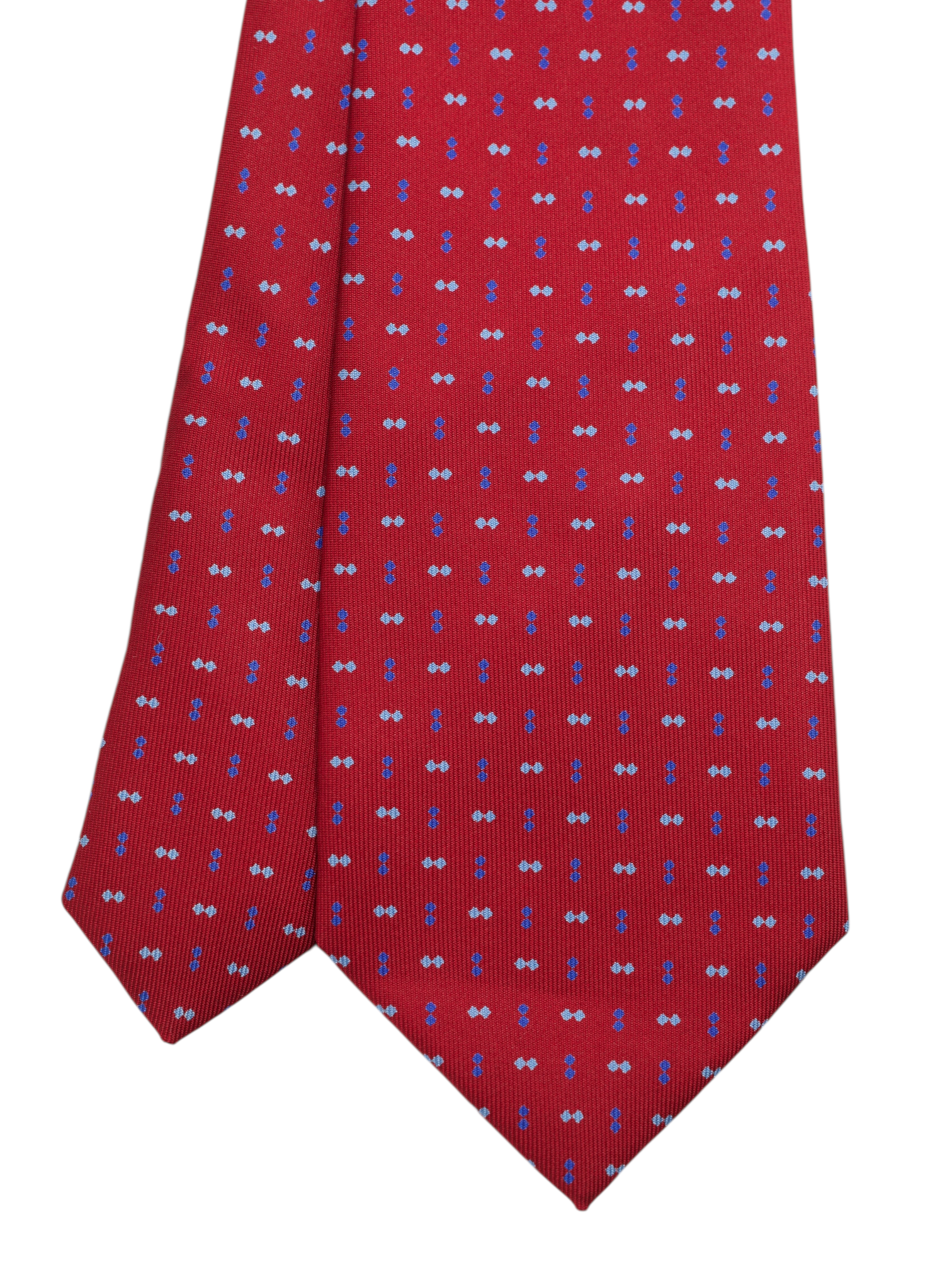 E.Marinella 3-Fold Red & Blue Silk Geometric Pattern Tie
