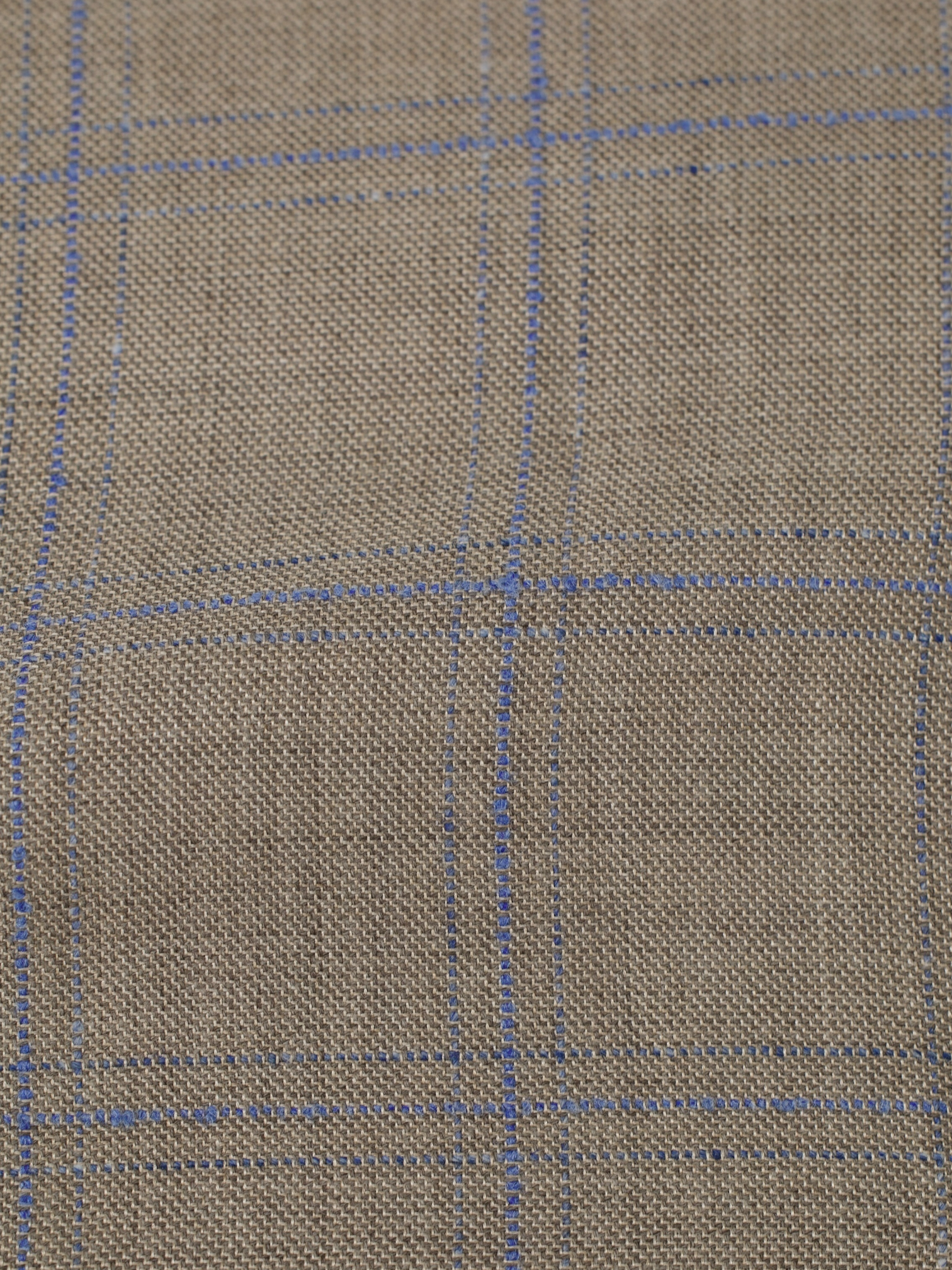 Brioni Taupe & Light Blue Wool & Shantung Silk Windowpane Senato Jacket